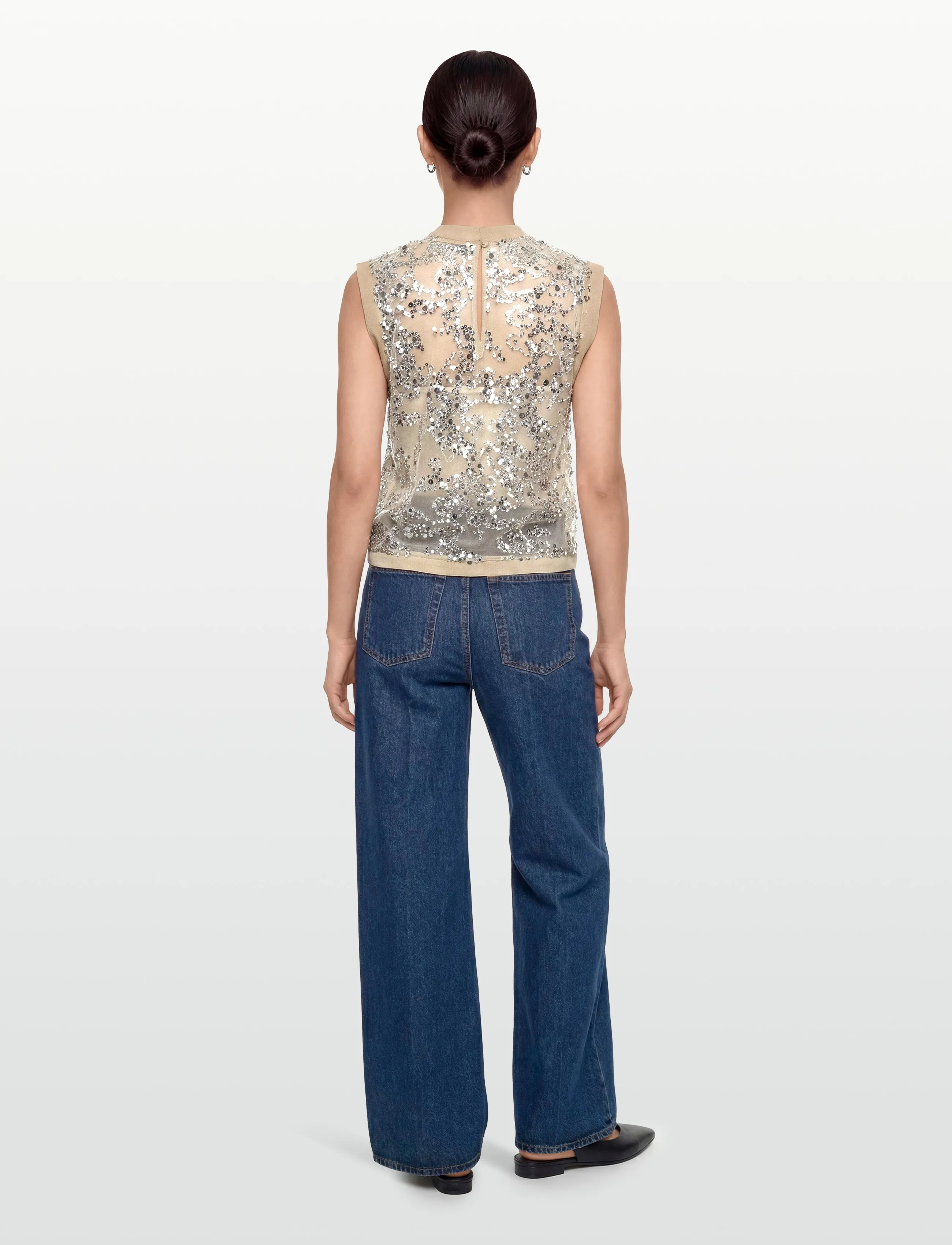 ROUGE EDIT - ROULEONA S/L O-NECK TOP - Ärmellose blusen - silver - 5
