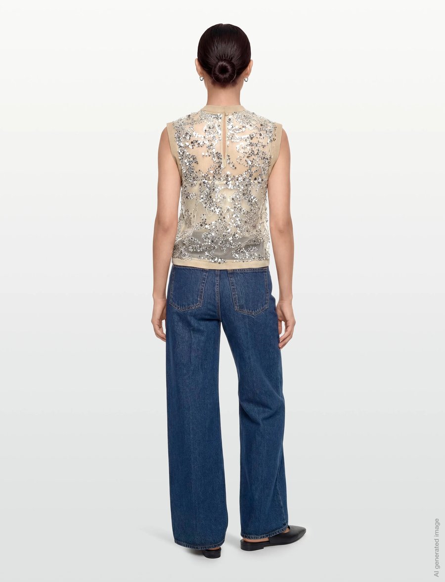 ROUGE EDIT - ROULEONA S/L O-NECK TOP - Ärmellose blusen - silver - 5