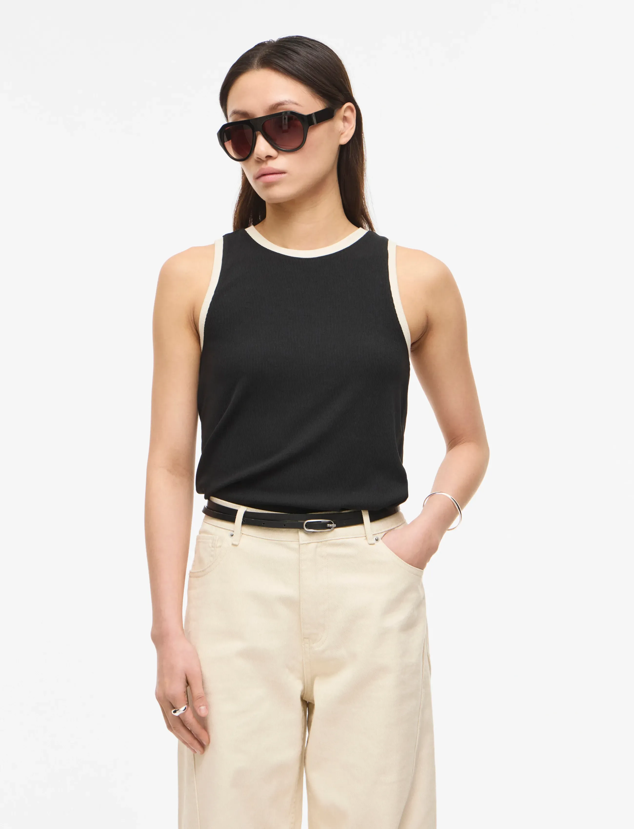 ROUGE EDIT ROUHELENA O-NECK TANK TOP - T-skjorter & Topper - METEORITE / grey