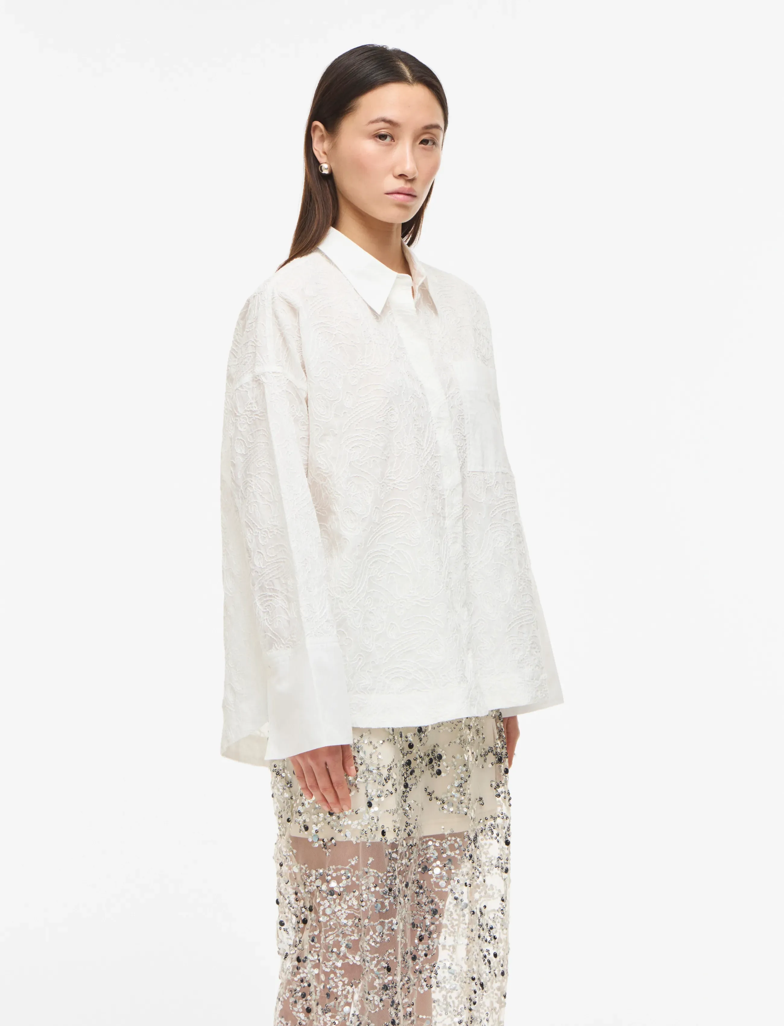 ROUGE EDIT ROUEMMA L/S OVERSIZED SHIRT/PF - Hemden - CLOUD DANCER / white