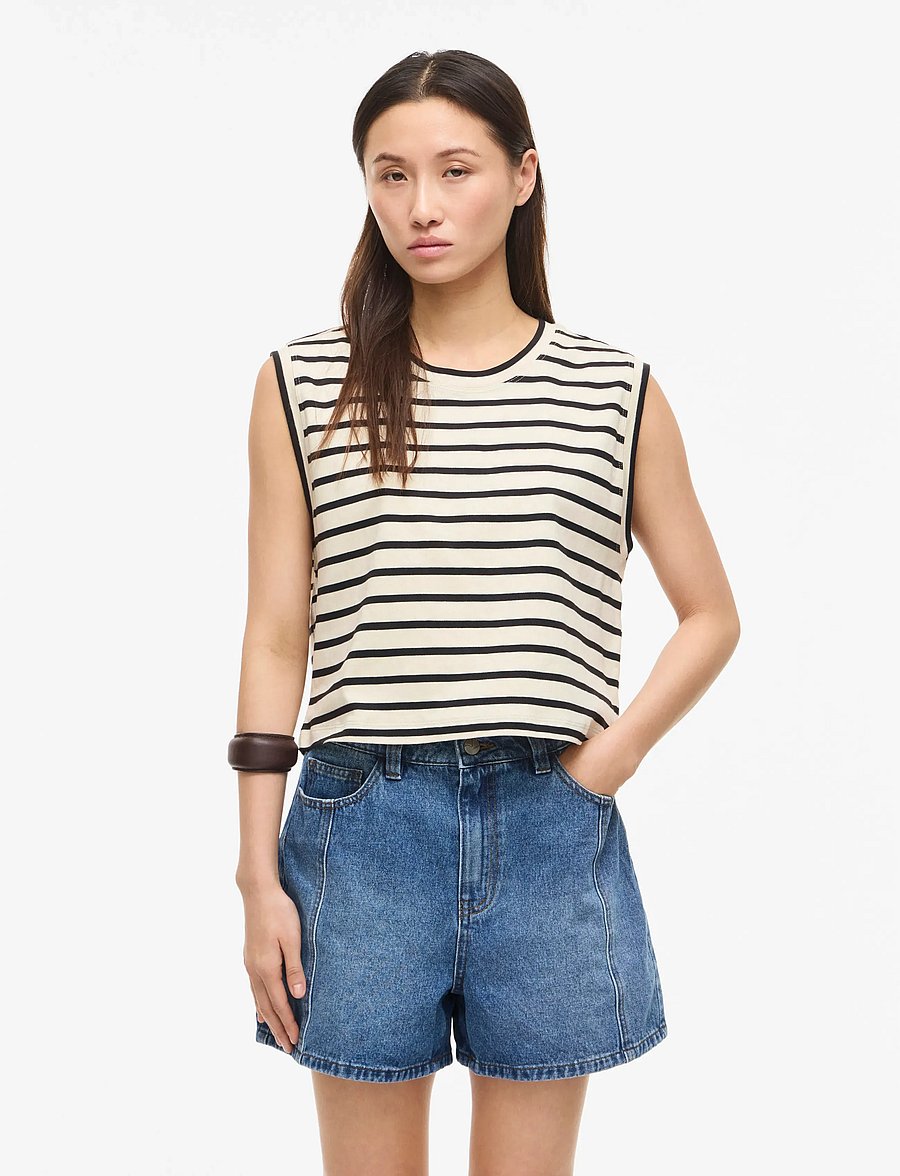 ROUGE EDIT - ROUSARAH S/L O-NECK TEE - linnen - meteorite - 0