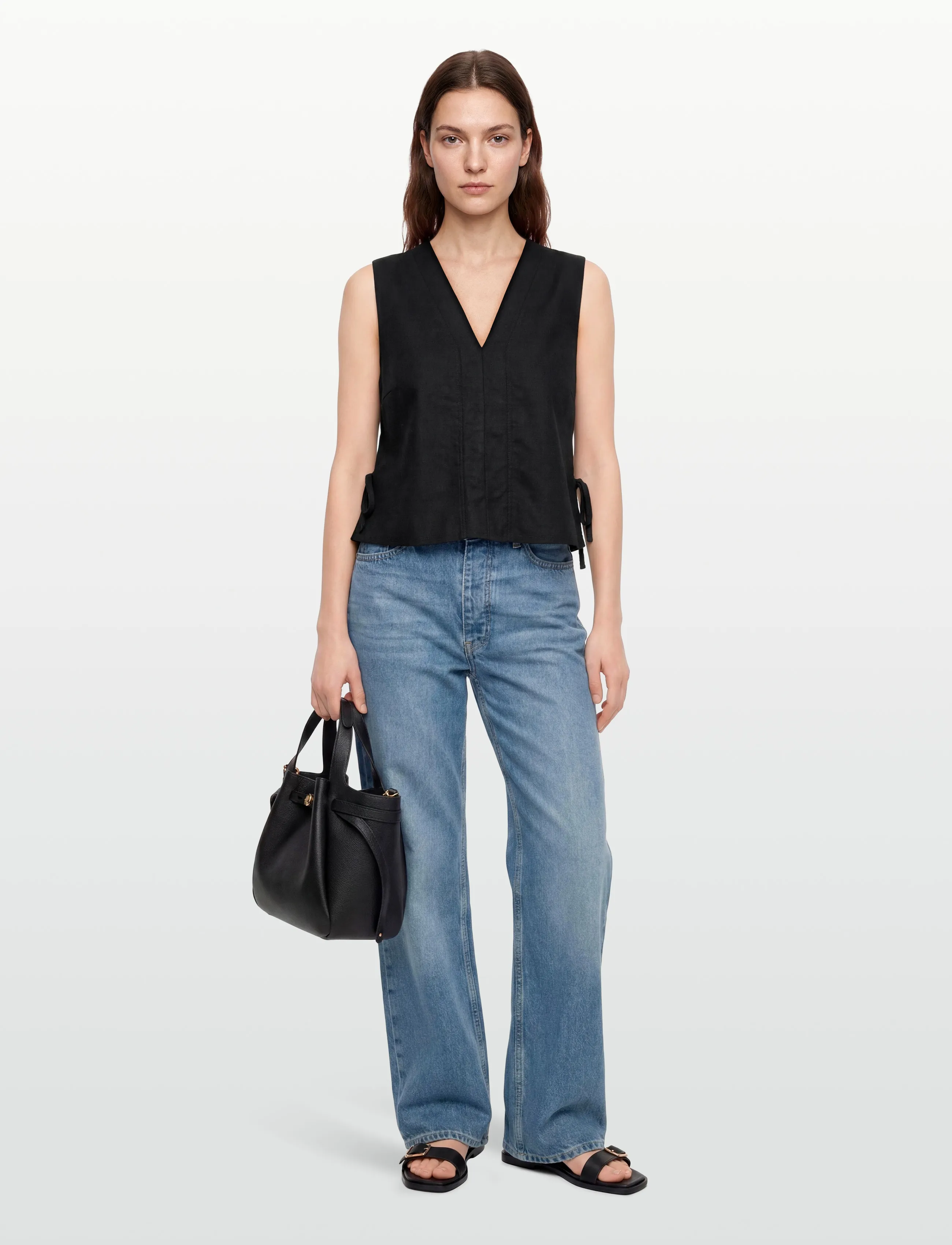 ROUGE EDIT ROUSUMMER S/L V-NECK VEST - Ärmellose Tops - METEORITE / black