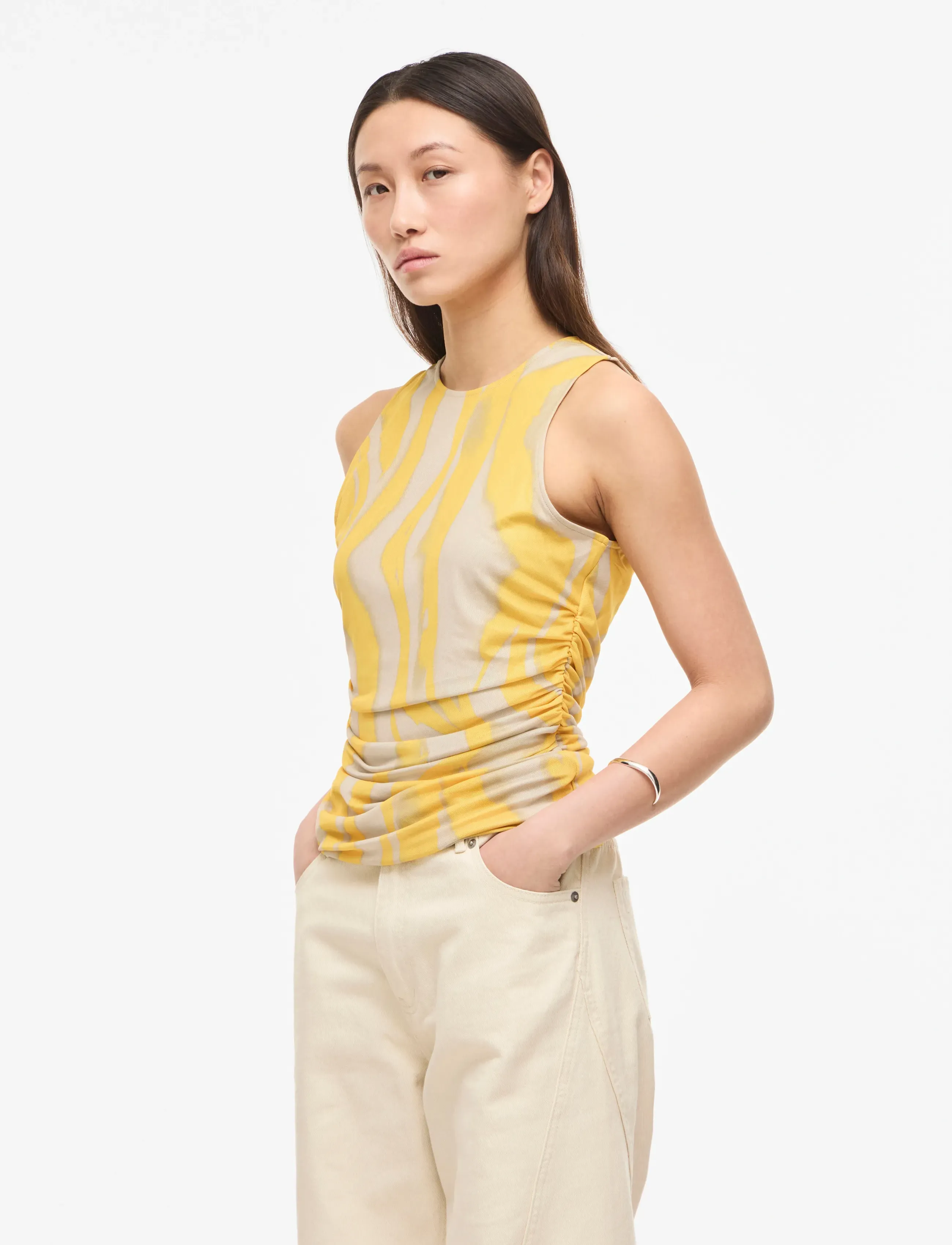 ROUGE EDIT ROUSALLY S/L O-NECK TOP - Sleeveless tops - BIRCH / beige