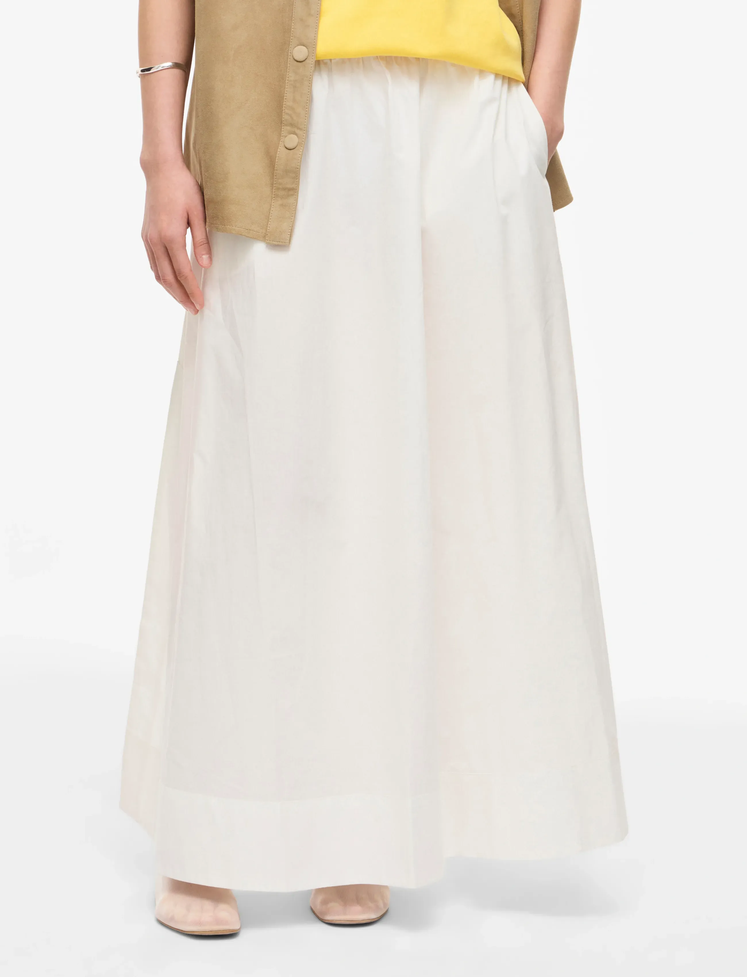 ROUGE EDIT ROULINNE HW ANKLE SKIRT - Maxi skirts - CLOUD DANCER / cream