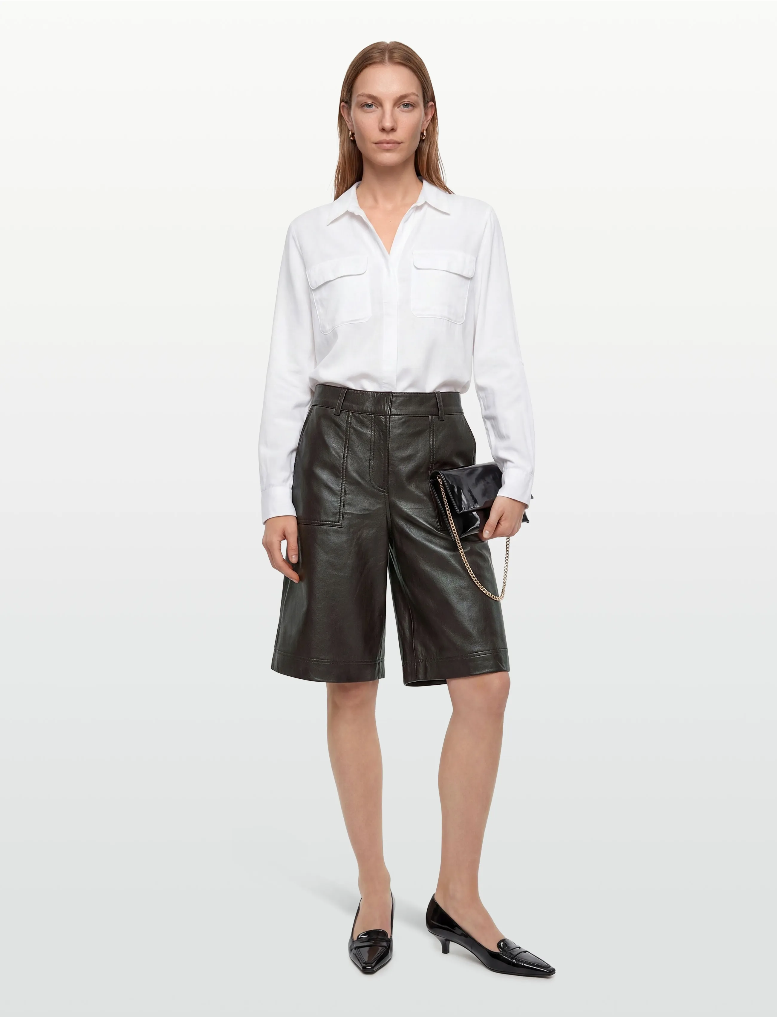 ROUGE EDIT Roususie Rw Leather Culottes/Pf, 40, Brown, Shorts > Lædershorts, Dame