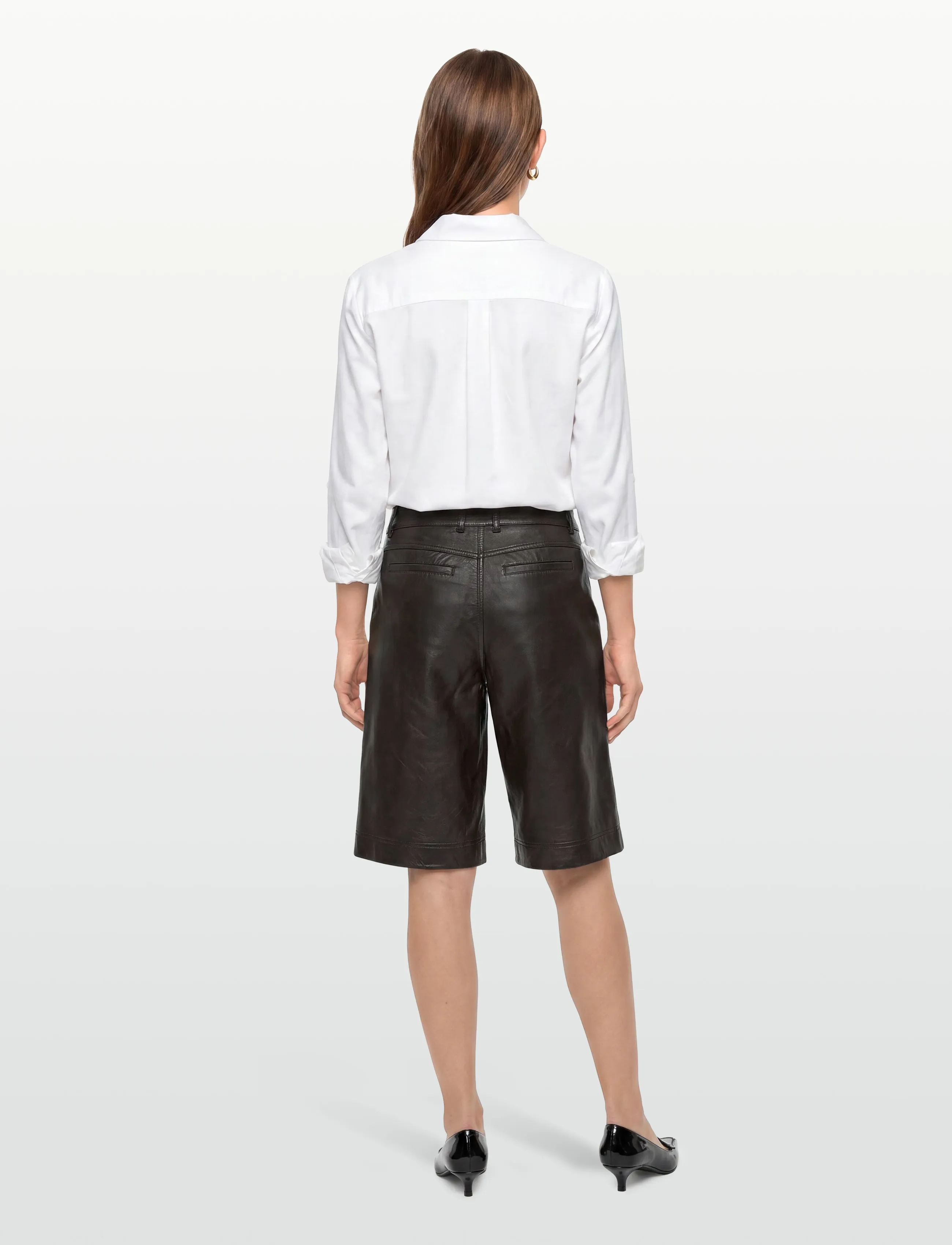 ROUGE EDIT - ROUSUSIE RW LEATHER CULOTTES/PF - leather shorts - seal brown - 4