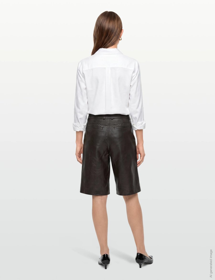 ROUGE EDIT - ROUSUSIE RW LEATHER CULOTTES/PF - ledershorts - seal brown - 4
