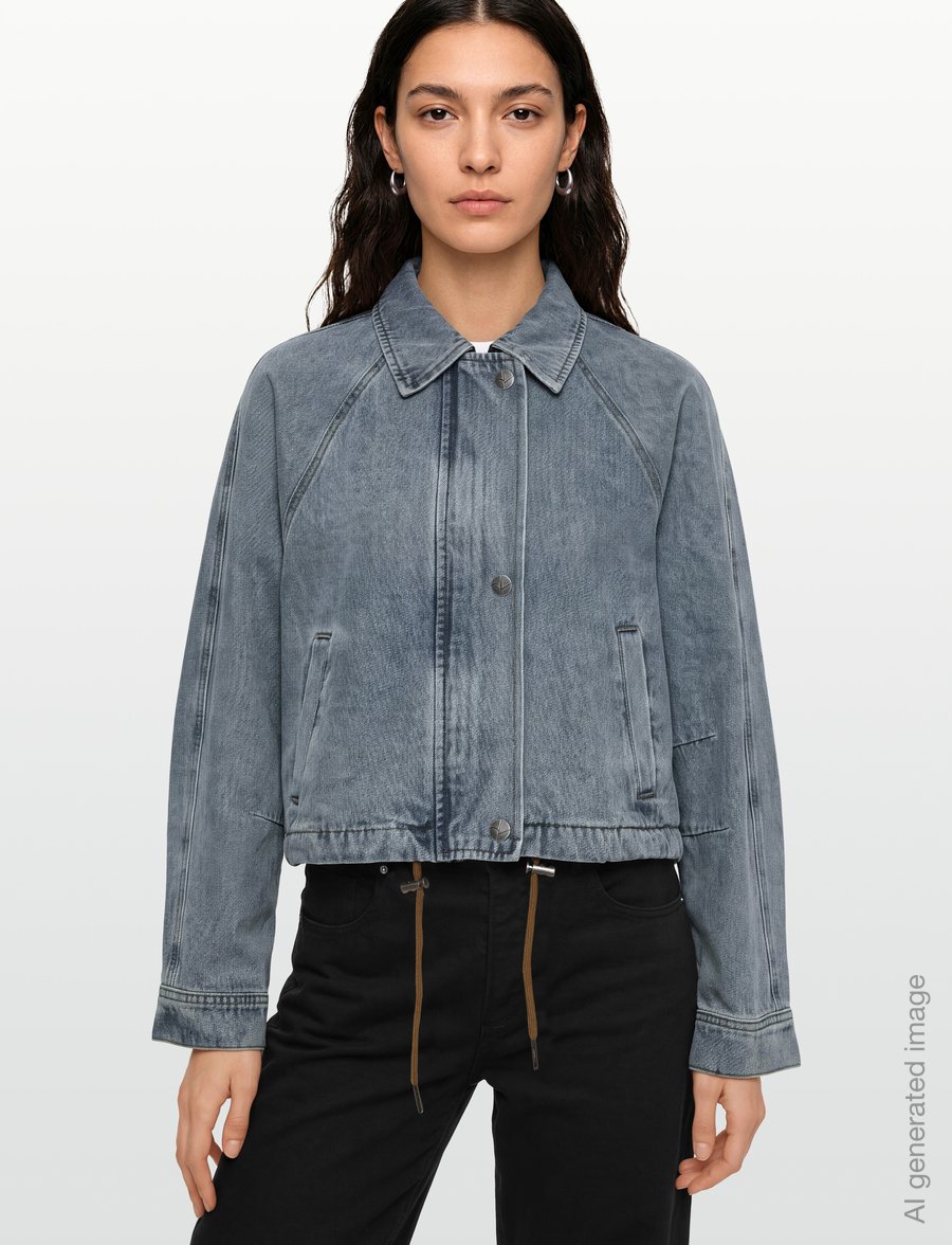 ROUGE EDIT - ROUTIANA L/S DENIM BOMBER JACKET - kevadjoped - light blue denim - 3