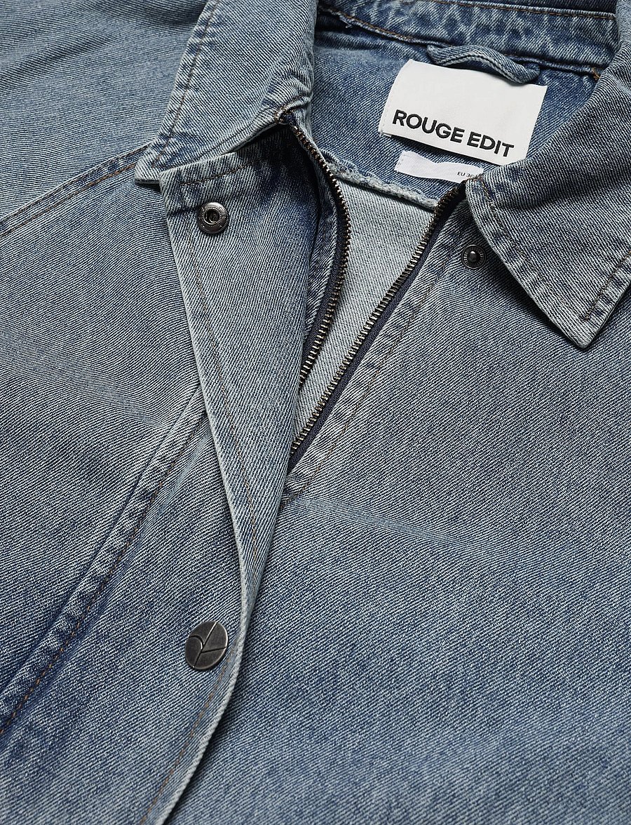ROUGE EDIT - ROUTIANA L/S DENIM BOMBER JACKET - vårjackor - light blue denim - 2