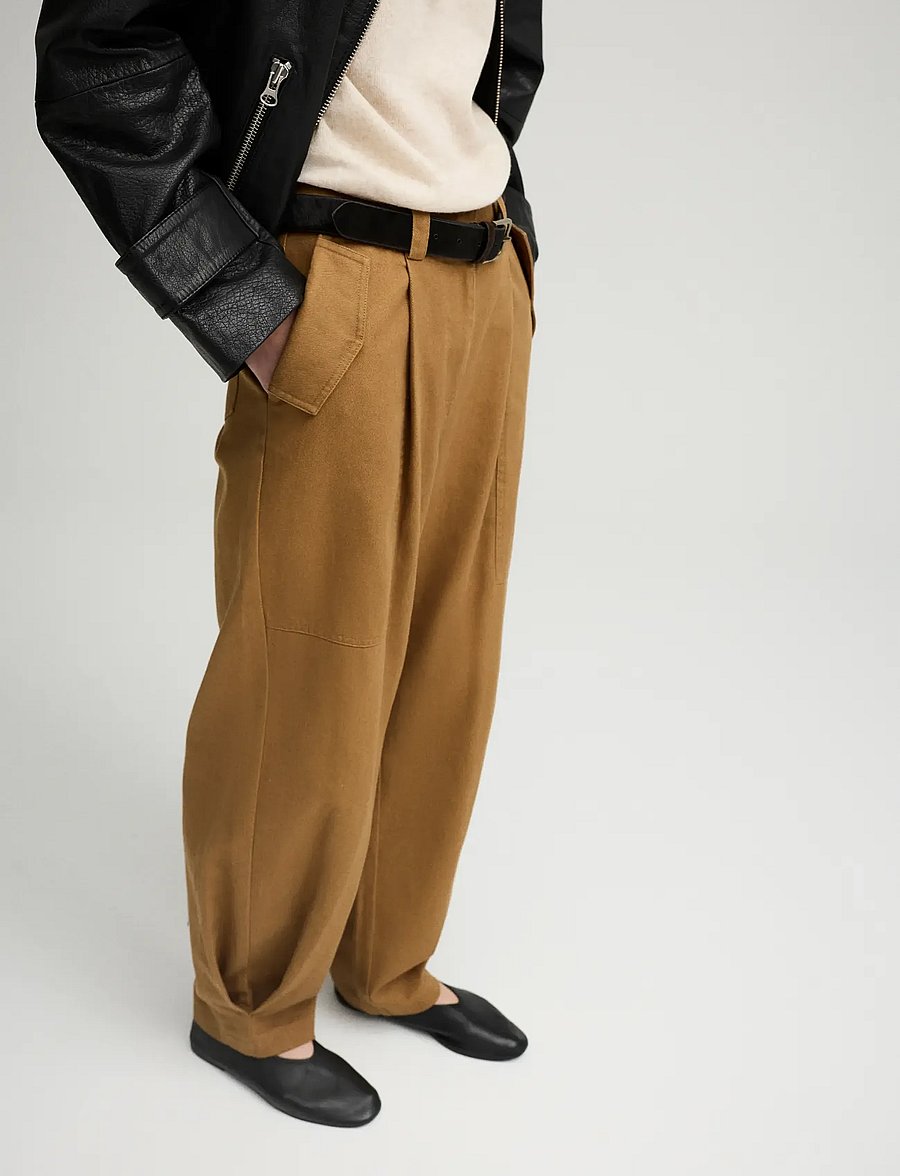 ROUGE EDIT - ROUELIA HW F/L BARREL TROUSER - barrelbyxor - dull gold - 2