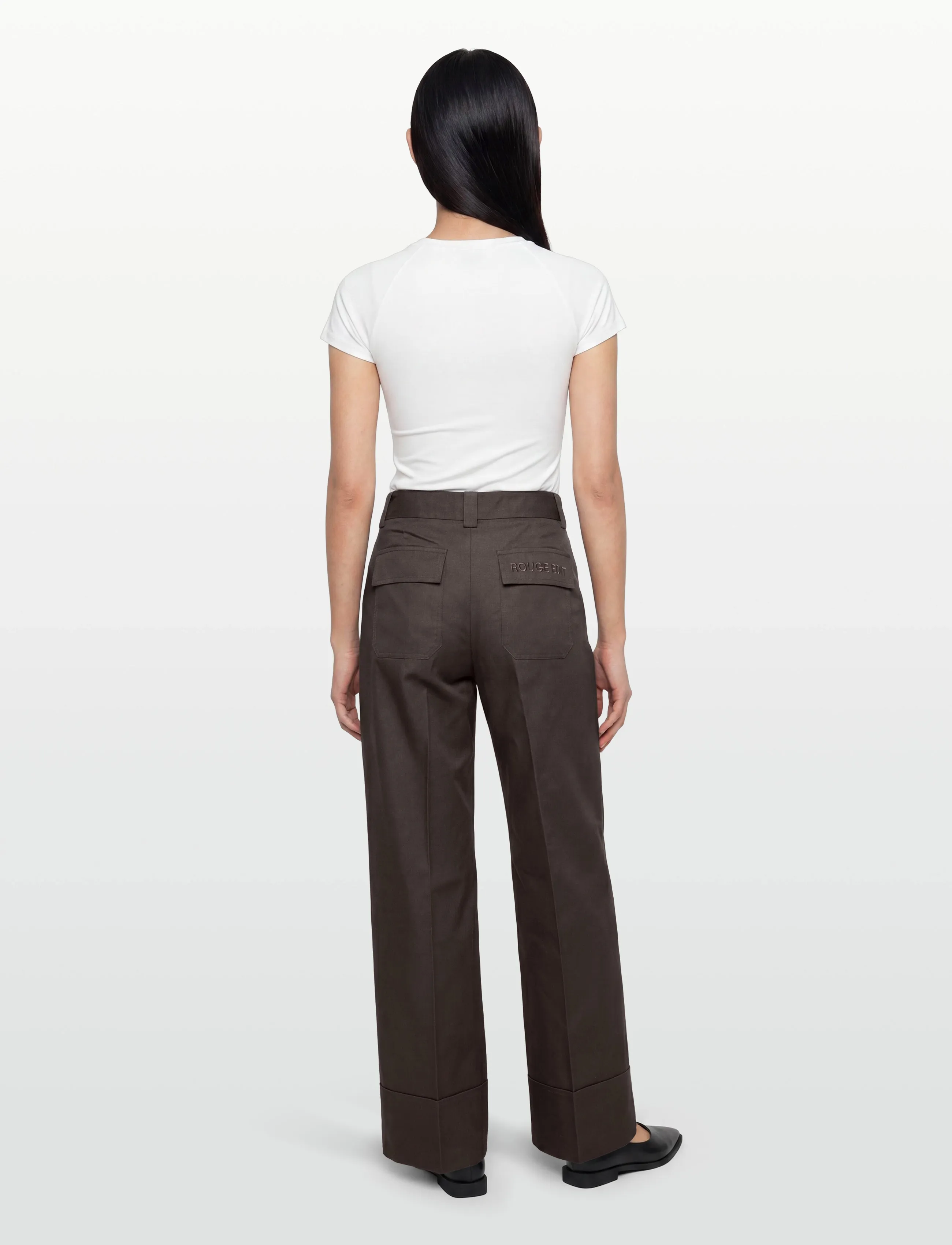 ROUGE EDIT - ROUFRANSISKA RW WF FL TROUSER/1 - hosen mit weitem bein - seal brown - 4