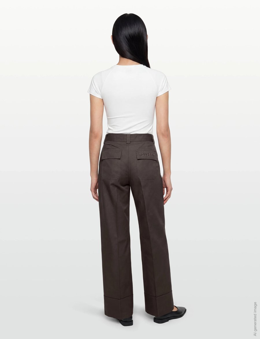 ROUGE EDIT - ROUFRANSISKA RW WF FL TROUSER/1 - hosen mit weitem bein - seal brown - 4