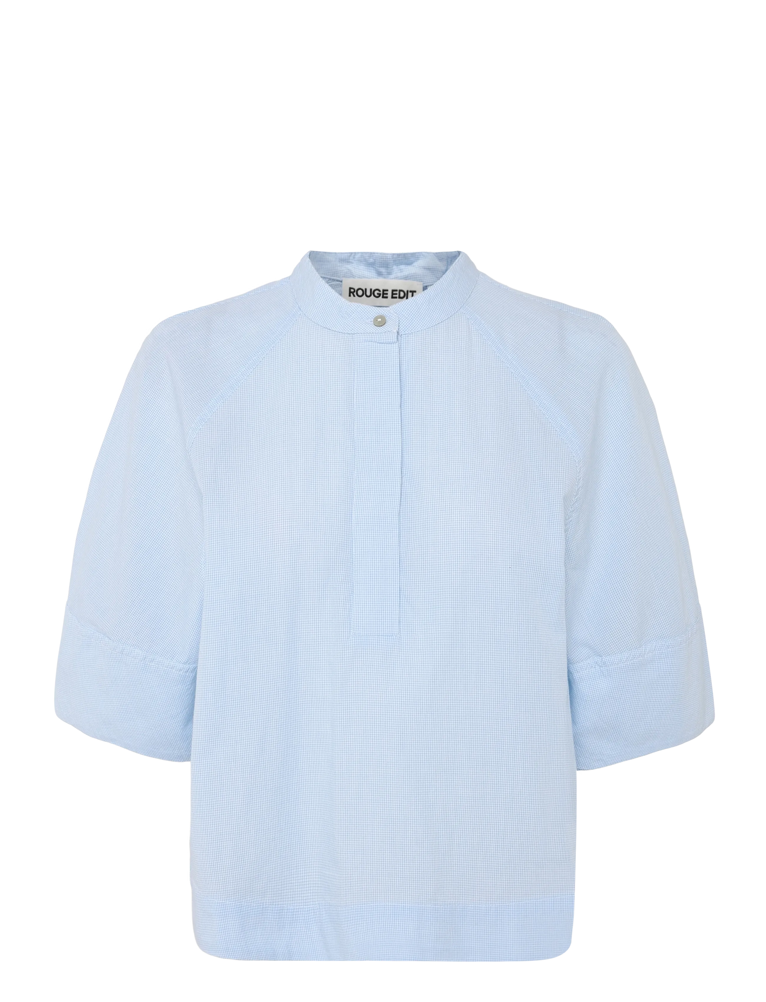 ROUGE EDIT ROUTENNE 2/4 CHINA COLLAR SHIRT - Short-sleeved shirts - CLOUD DANCER / blue