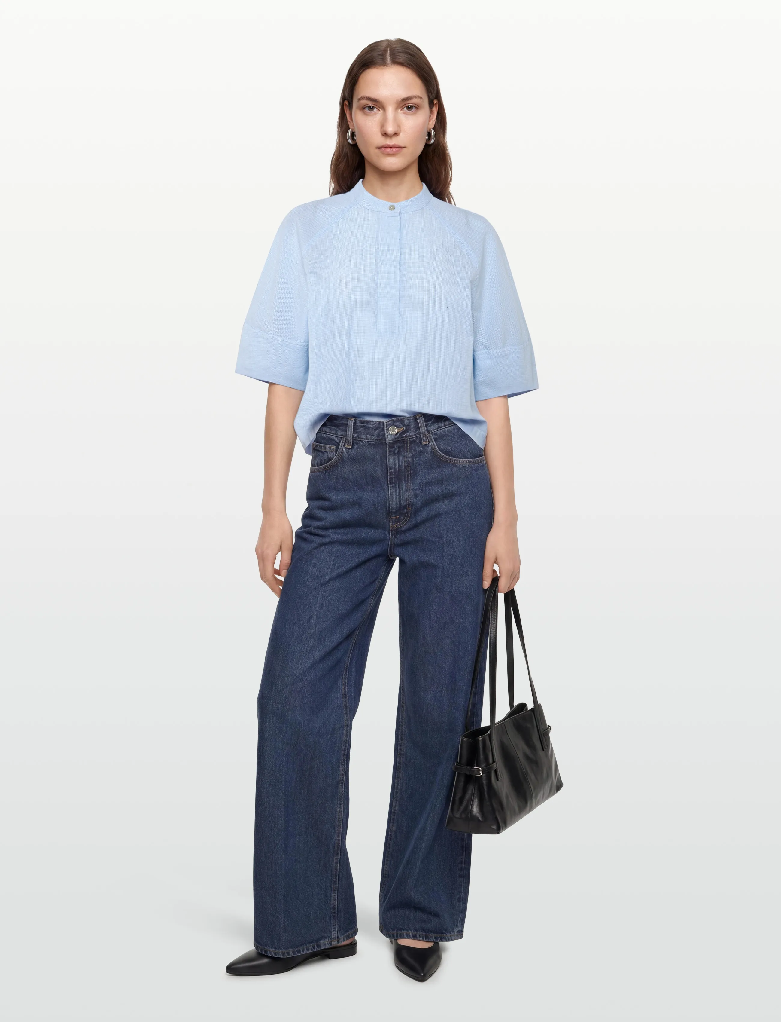ROUGE EDIT ROUTENNE 2/4 CHINA COLLAR SHIRT - Hemden - CLOUD DANCER / blue