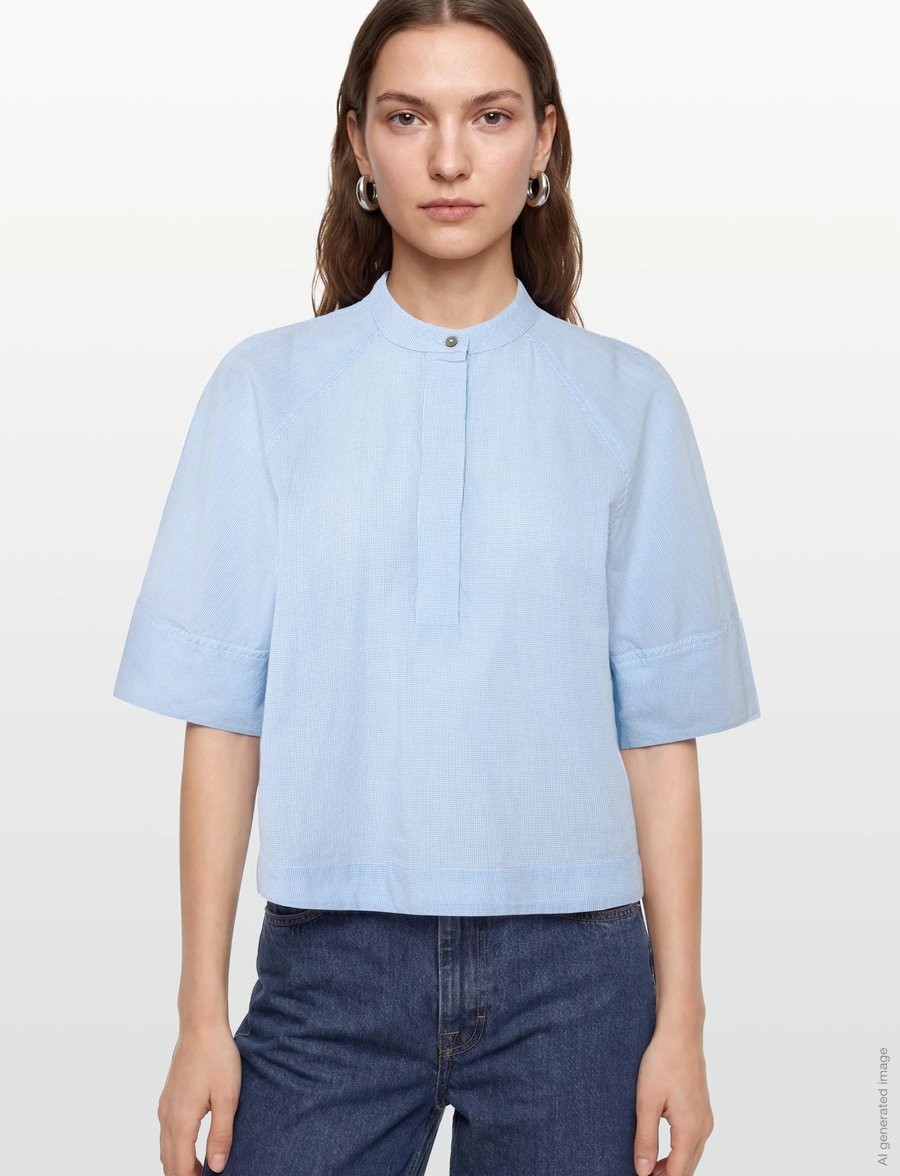 ROUGE EDIT - ROUTENNE 2/4 CHINA COLLAR SHIRT - kurzärmlige hemden - cloud dancer - 3
