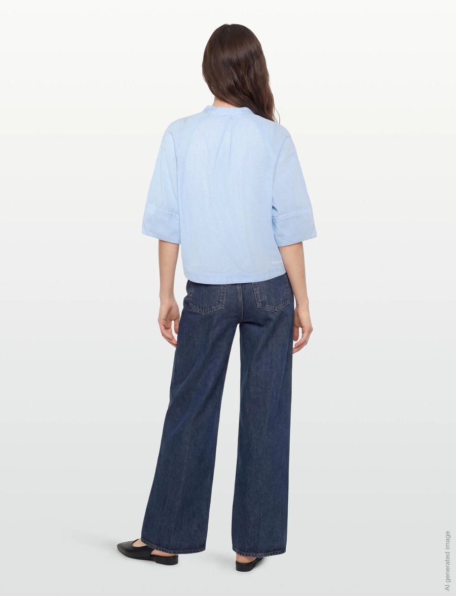 ROUGE EDIT - ROUTENNE 2/4 CHINA COLLAR SHIRT - kurzärmlige hemden - cloud dancer - 4