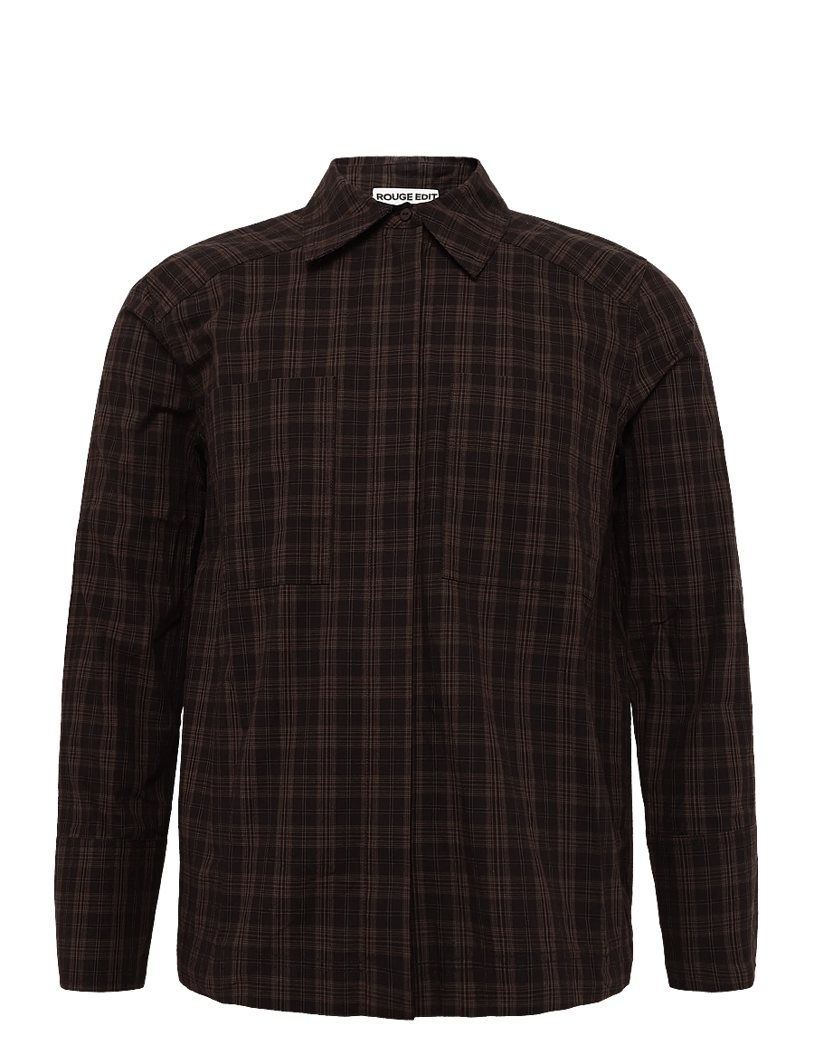ROUGE EDIT - ROURONA L/S OVERSIZED SHIRT/PF - langärmlige hemden - seal brown - 1