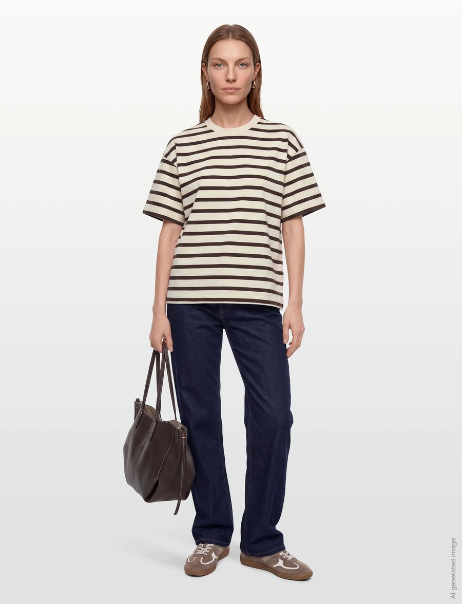 ROUGE EDIT - ROUNANNA OVERSIZE 2/4 O-NECK TEE - t-shirts - birch - 0