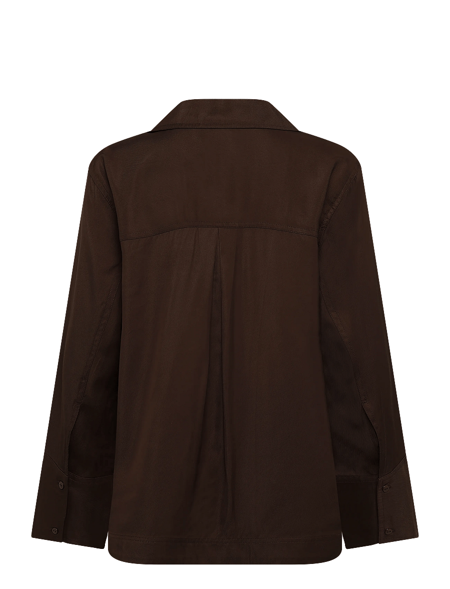 ROUGE EDIT - ROUTONIA L/S OVERSIZED RESORT COLLAR - långärmade skjortor - seal brown - 1