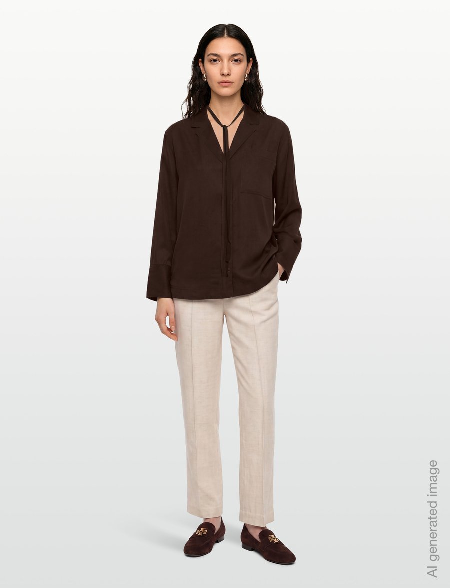 ROUGE EDIT - ROUTONIA L/S OVERSIZED RESORT COLLAR - langærmede skjorter - seal brown - 0