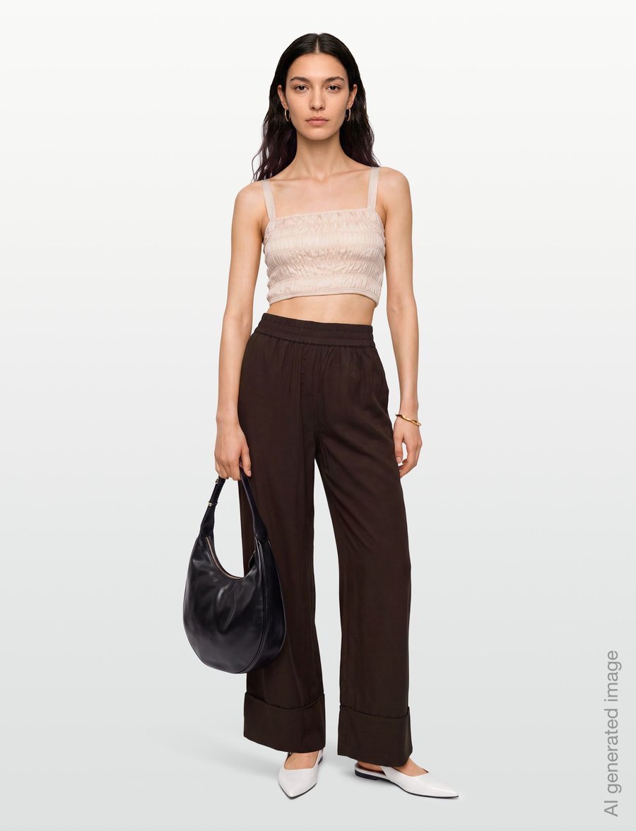 ROUGE EDIT - ROUTONIA HW FL WF TROUSER - bukser med brede ben - seal brown - 0