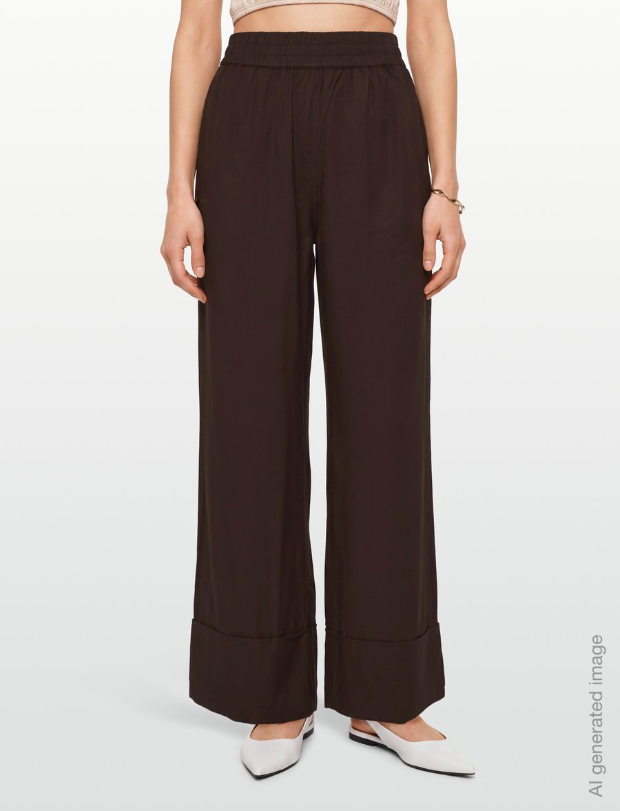 ROUGE EDIT - ROUTONIA HW FL WF TROUSER - bukser med brede ben - seal brown - 3