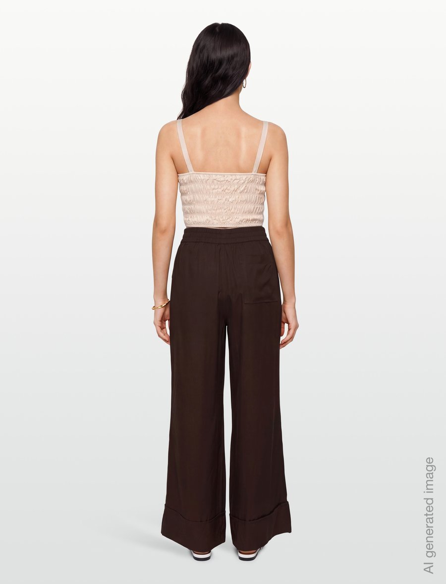 ROUGE EDIT - ROUTONIA HW FL WF TROUSER - bukser med brede ben - seal brown - 4