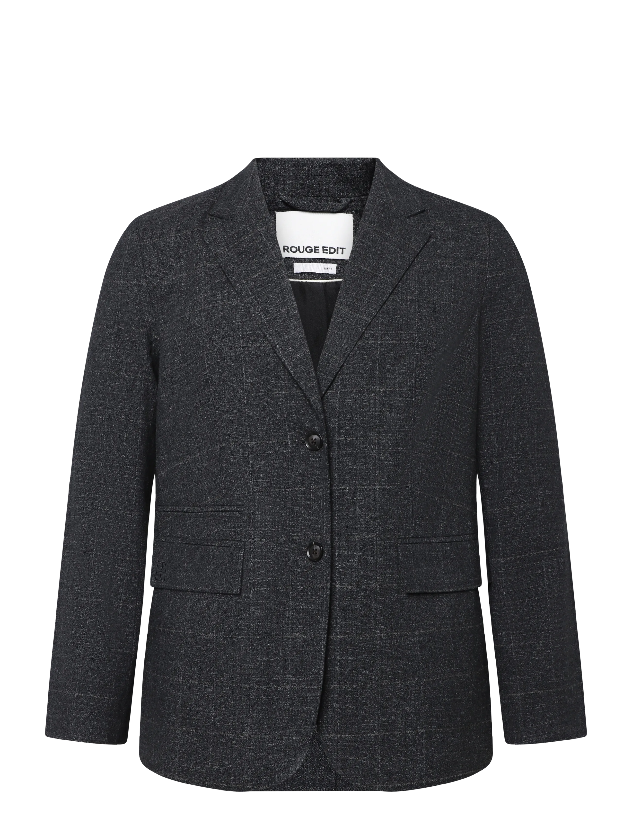 ROUGE EDIT ROUCARA L/S SB BLAZER - Tøj - METEORITE / grey
