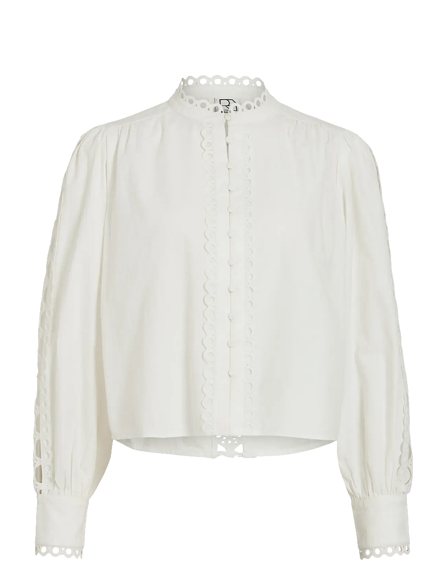 ROUGE EDIT - ROUMELANIE NEW L/S CHINA COLLAR SHIRT - langärmlige hemden - cloud dancer - 0