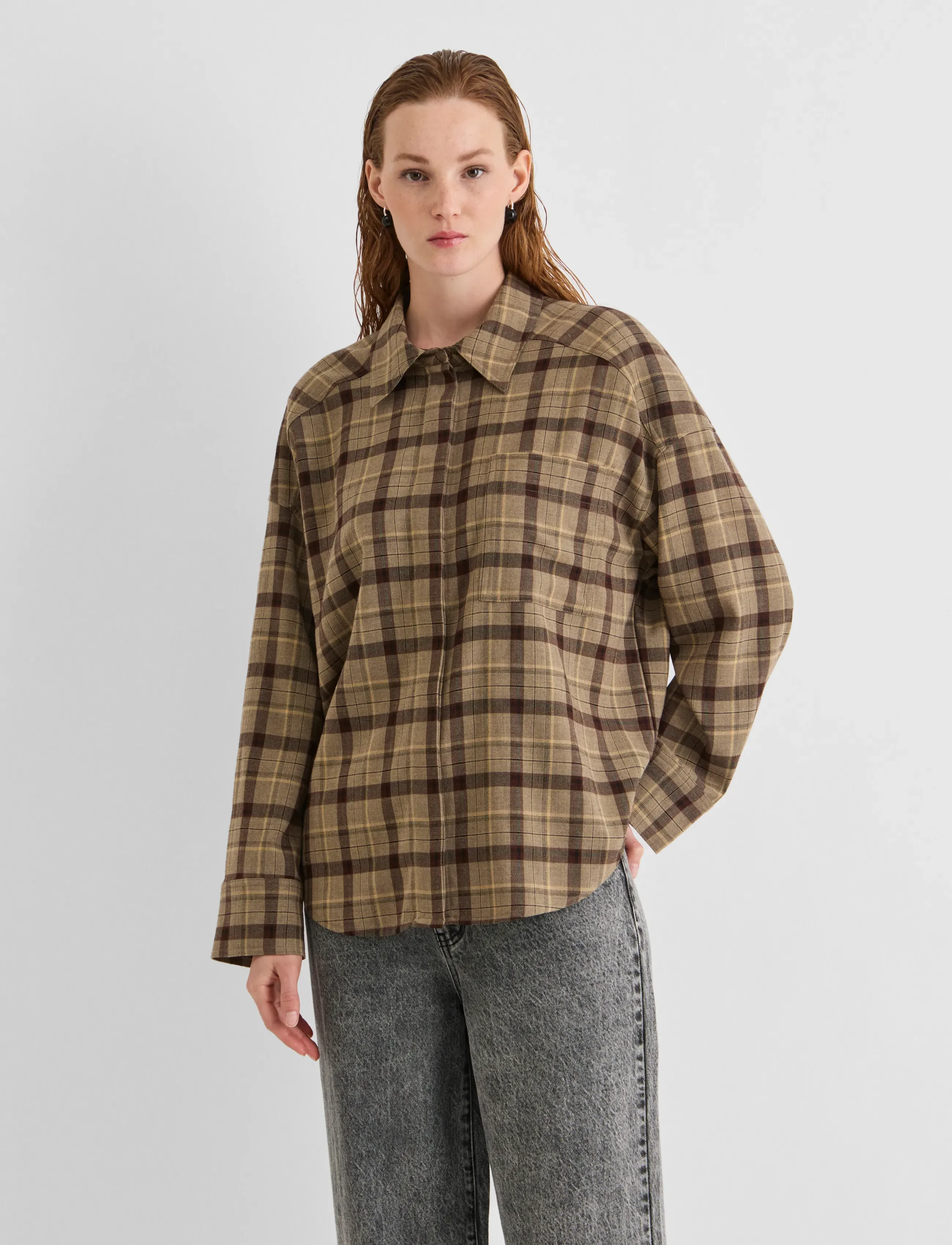 ROUGE EDIT ROUINGA L/S OVERSIZED SHIRT - Pluusid ja särgid - PELICAN / beige