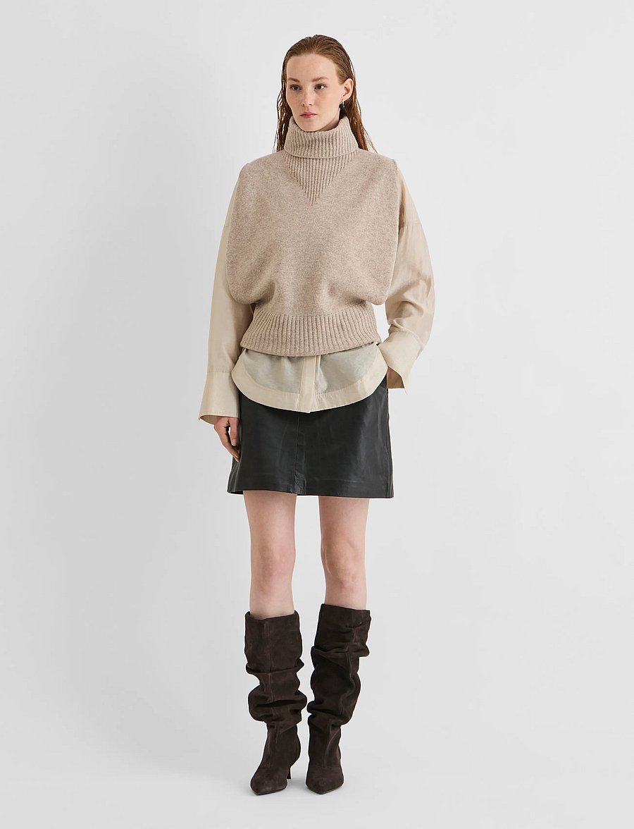 ROUGE EDIT - ROUCLEO ROLL NECK KNIT VEST/PF - kootud vestid - pelican - 4