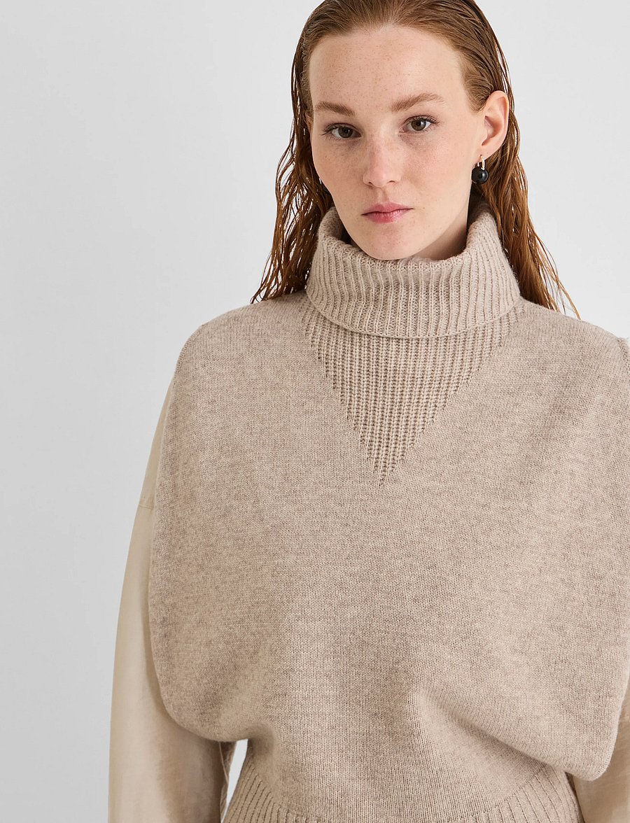 ROUGE EDIT - ROUCLEO ROLL NECK KNIT VEST/PF - kootud vestid - pelican - 5