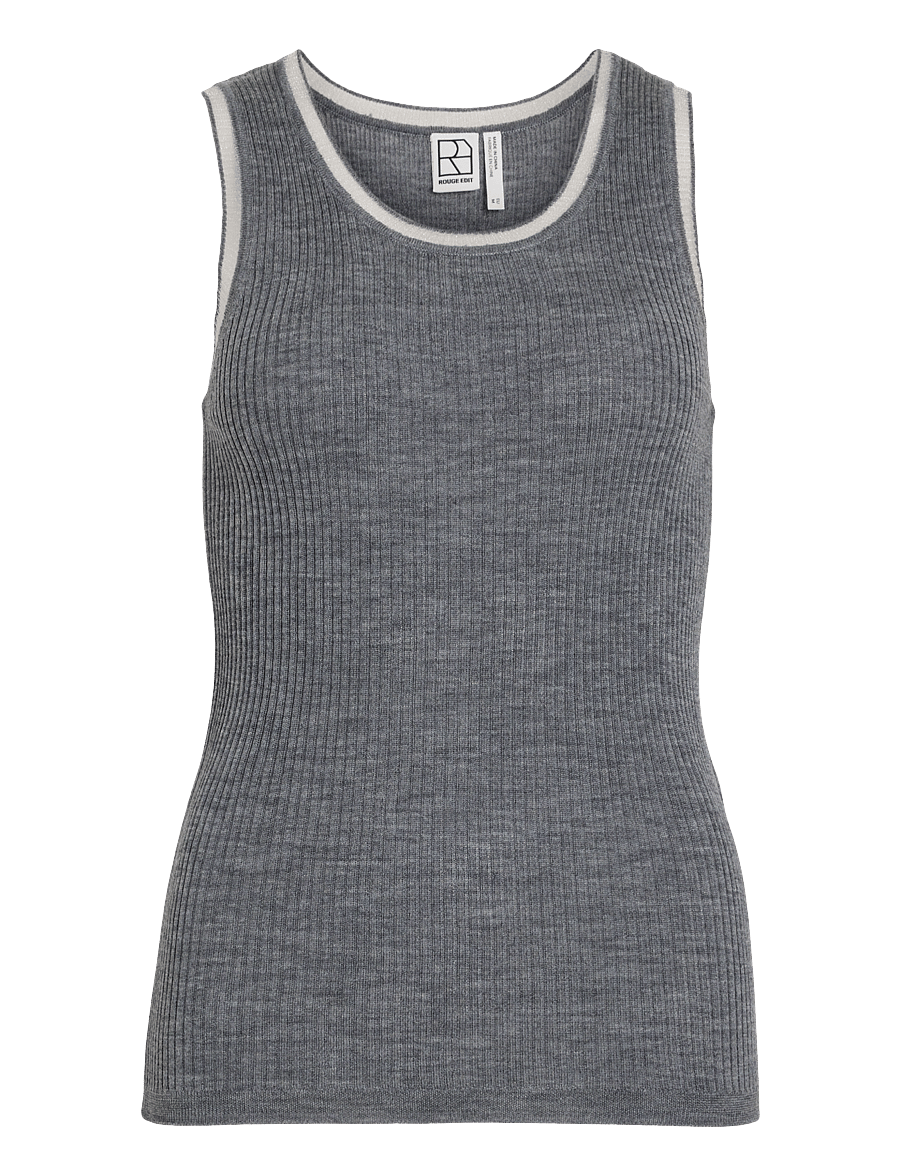 ROUGE EDIT - ROUNOLA KNITTED TANK TOP - dark grey melange - 0
