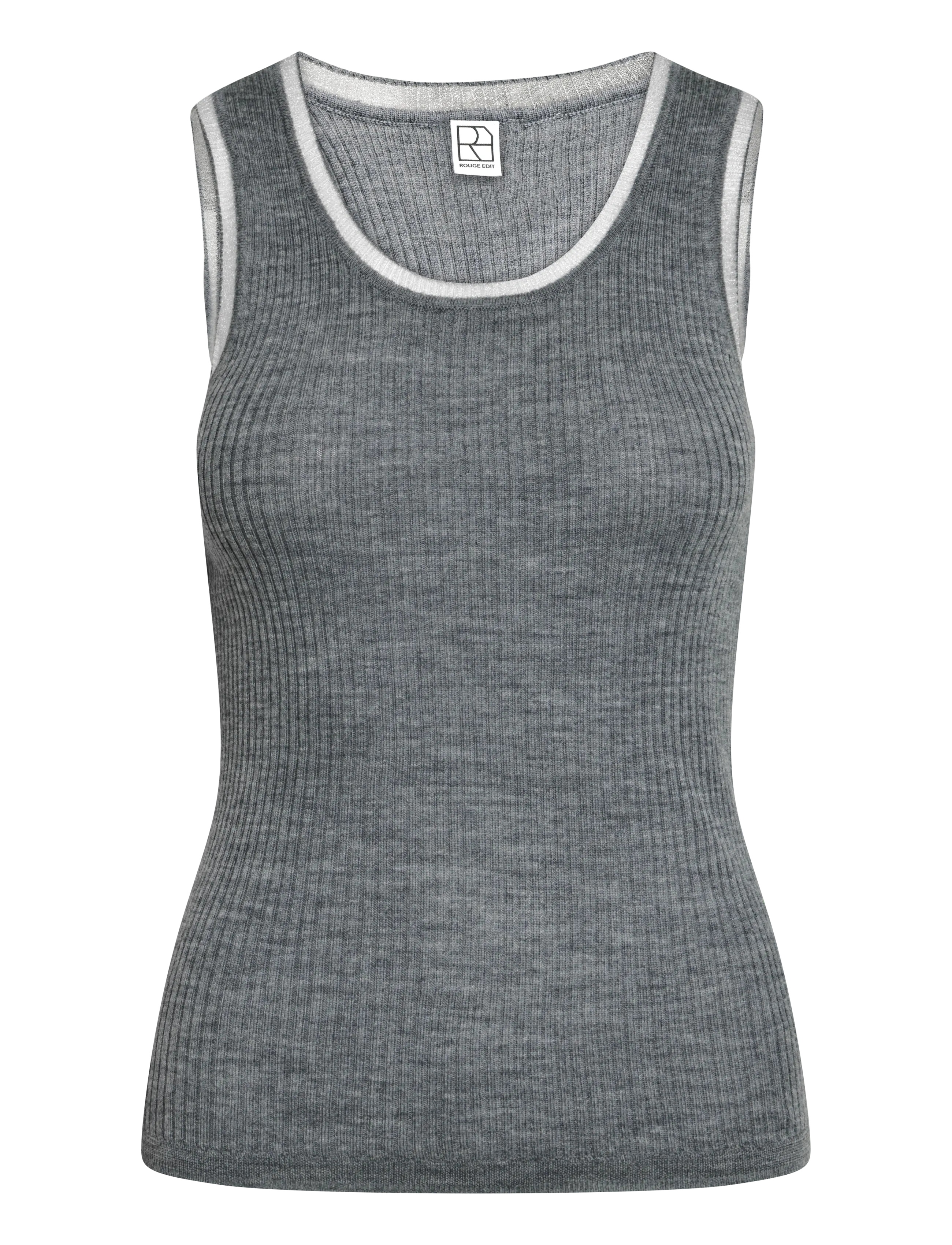ROUGE EDIT ROUNOLA KNITTED TANK TOP - T-särgid ja topid - DARK GREY MELANGE / grey