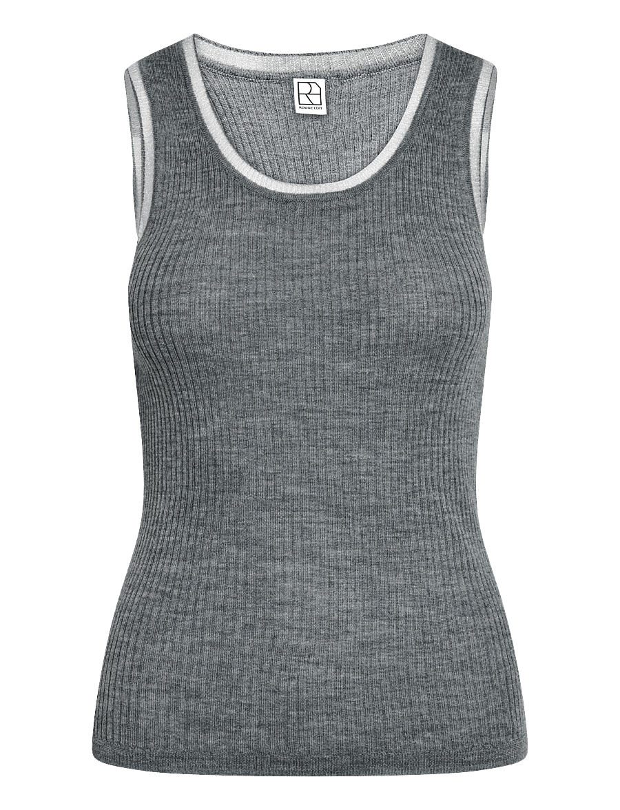 ROUGE EDIT - ROUNOLA KNITTED TANK TOP - Ärmellose tops - dark grey melange - 0