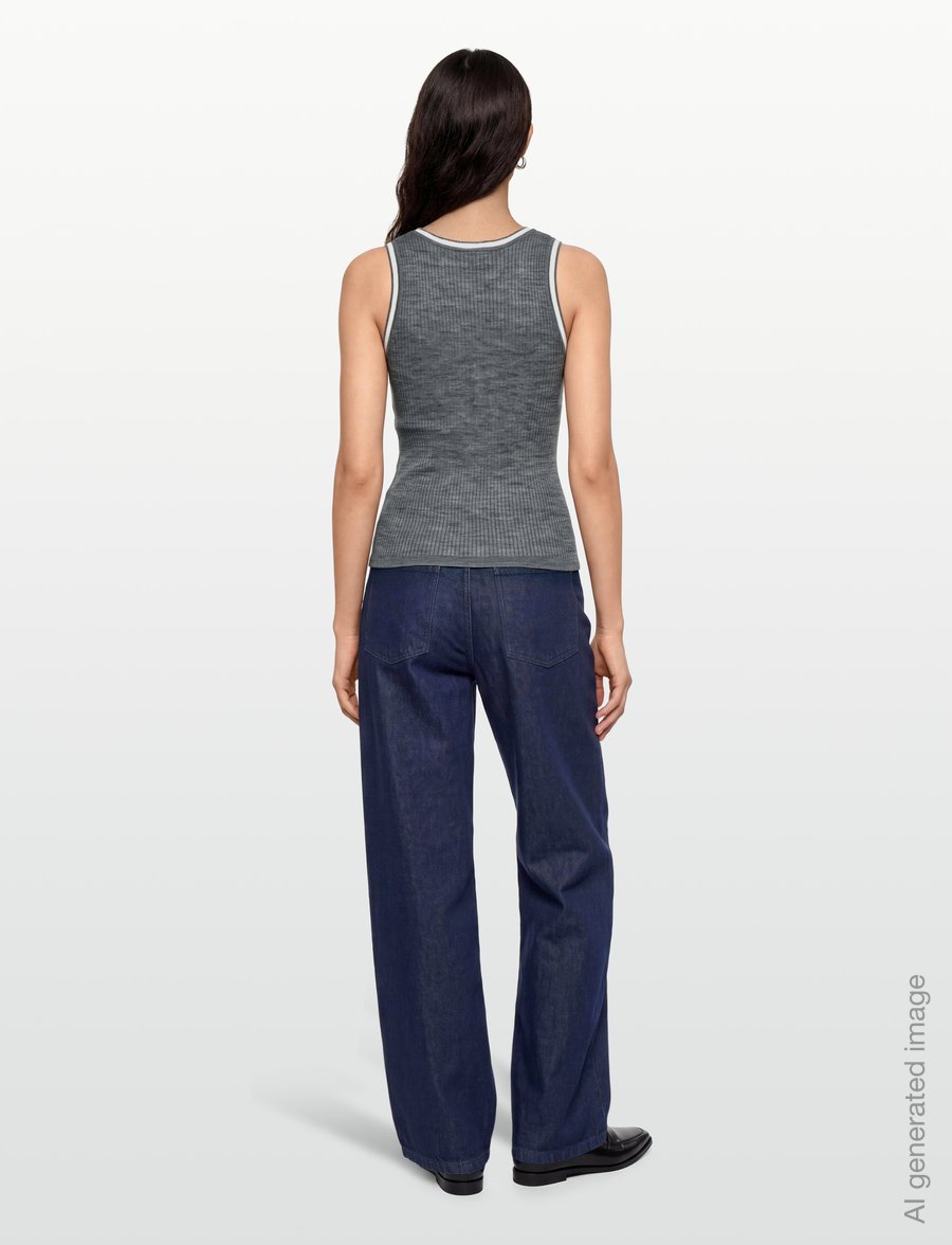 ROUGE EDIT - ROUNOLA KNITTED TANK TOP - Ärmellose tops - dark grey melange - 4
