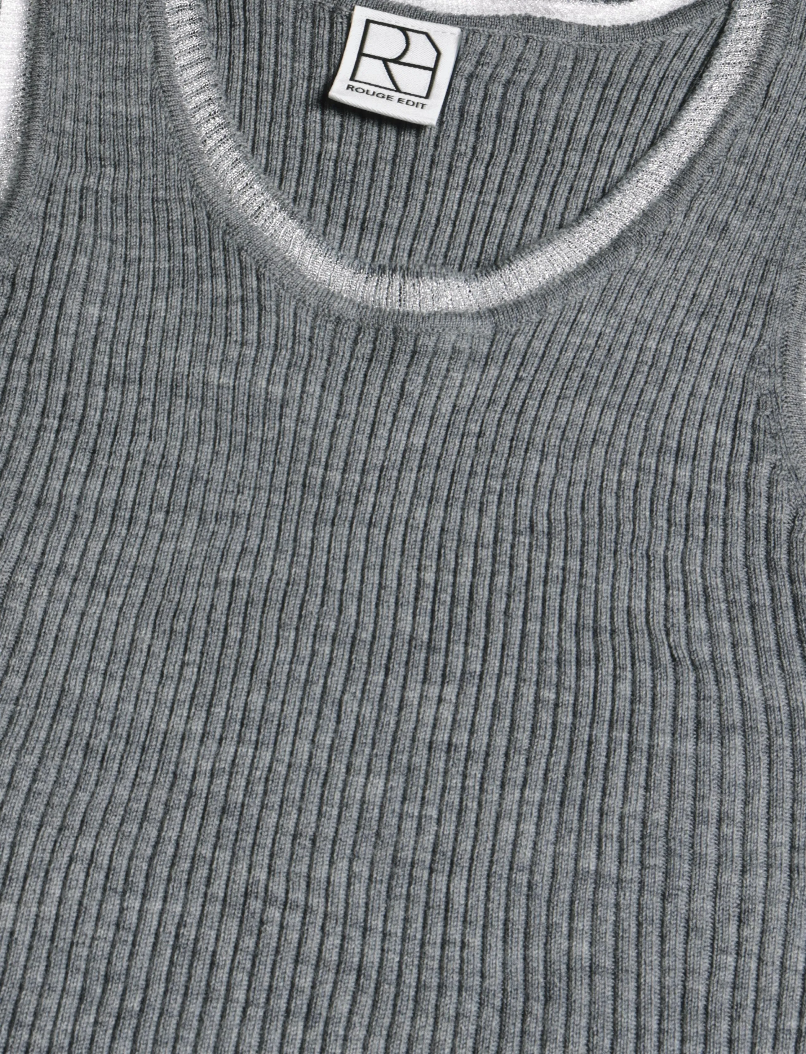 ROUGE EDIT - ROUNOLA KNITTED TANK TOP - sleeveless tops - dark grey melange - 2