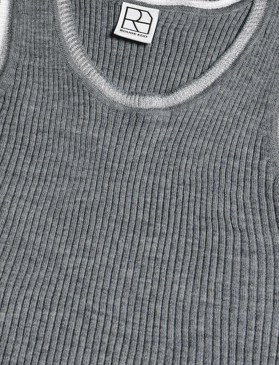 ROUGE EDIT - ROUNOLA KNITTED TANK TOP - Ärmellose tops - dark grey melange - 2