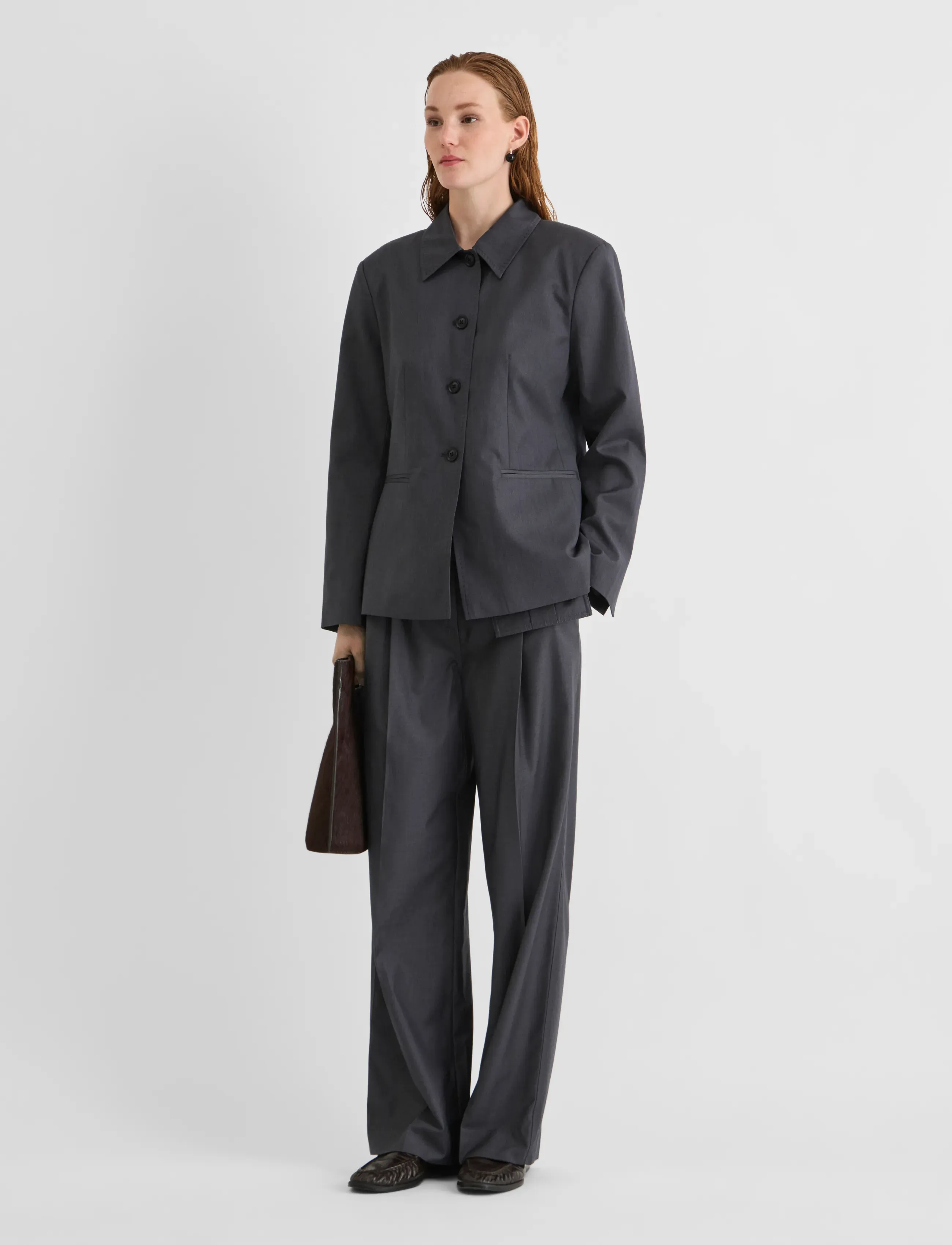 ROUGE EDIT - ROUSADIA L/S SB BLAZER/PF - dark grey melange - 4