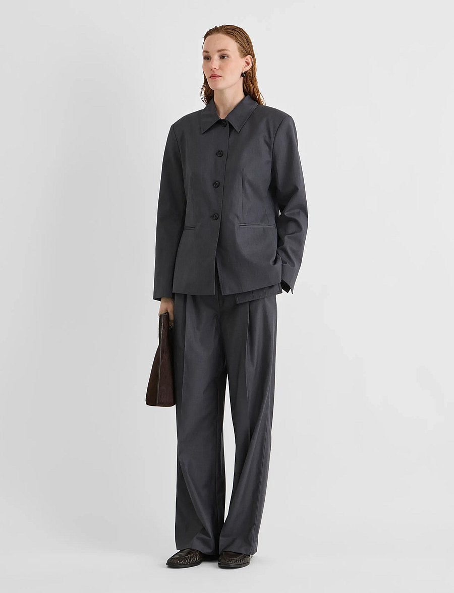ROUGE EDIT - ROUSADIA L/S SB BLAZER/PF - dark grey melange - 4