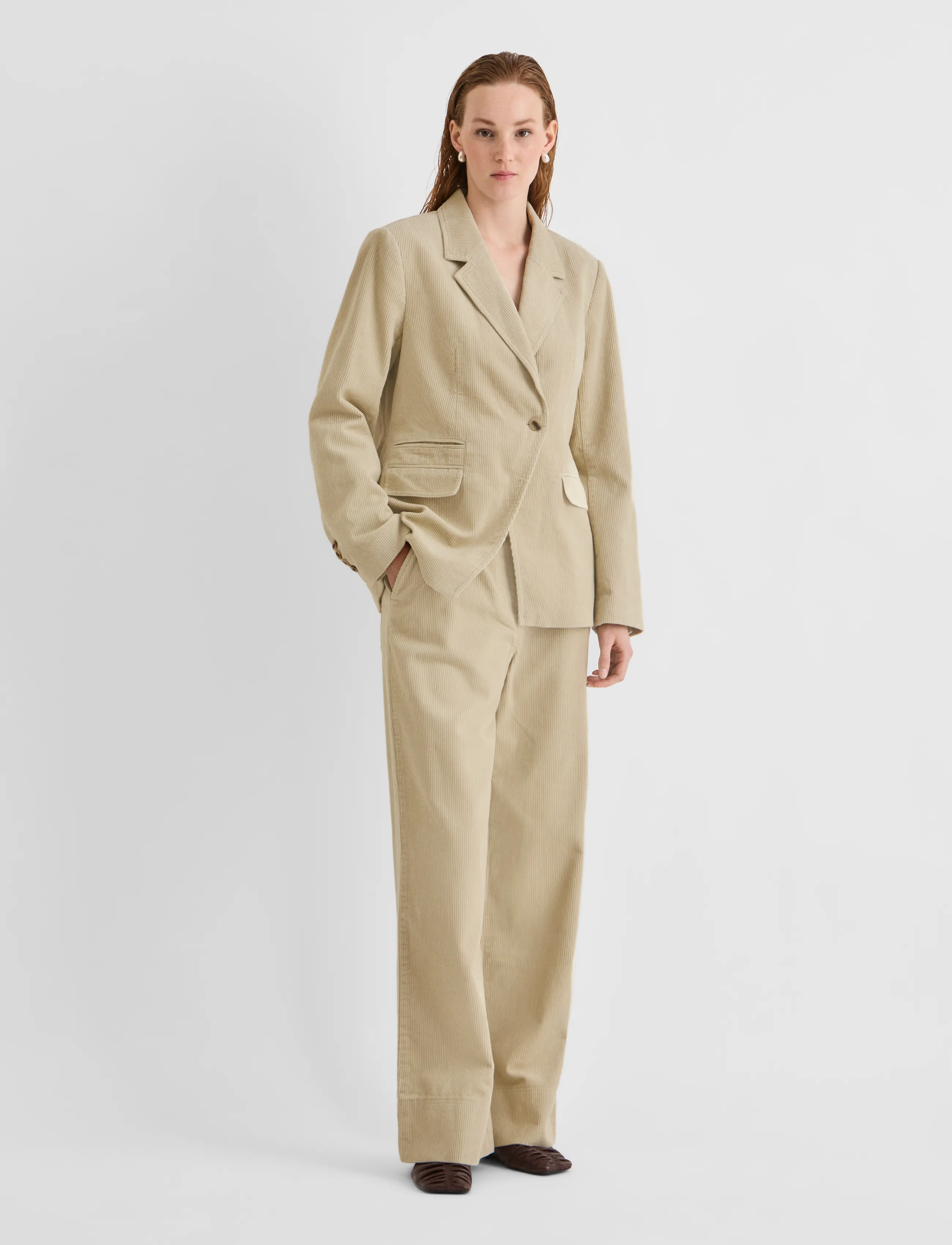 ROUGE EDIT - ROUSIMA RW WF F/L TROUSER/PF - cordhosen - pelican - 4