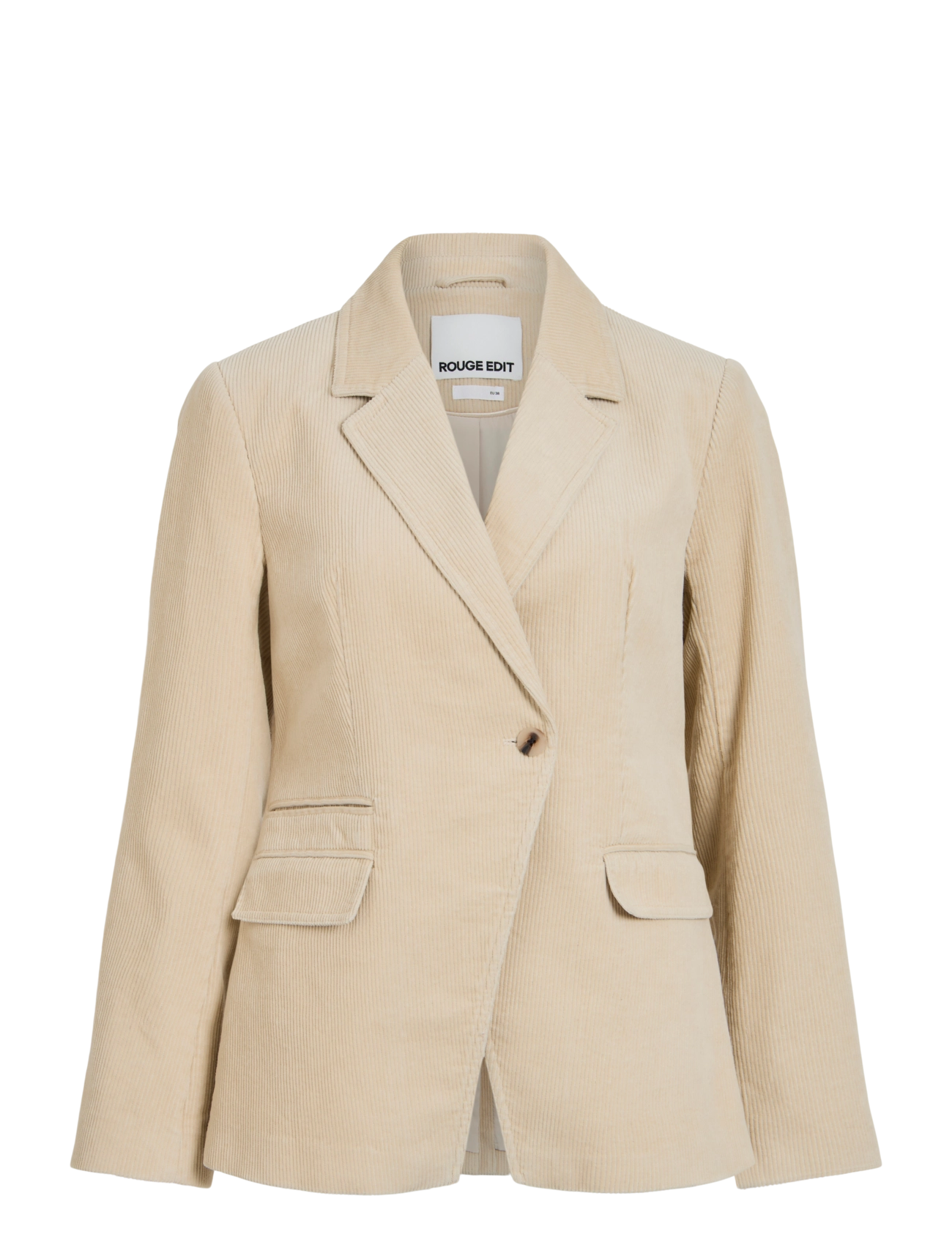 ROUGE EDIT ROUSIMA L/S SB BLAZER/PF - Single breasted blazers - PELICAN / cream