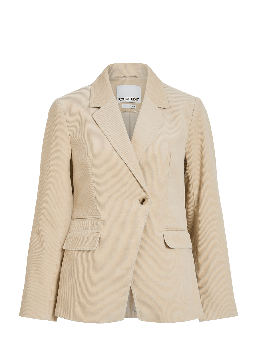 ROUGE EDIT - ROUSIMA L/S SB BLAZER/PF - single breasted blazers - pelican - 1