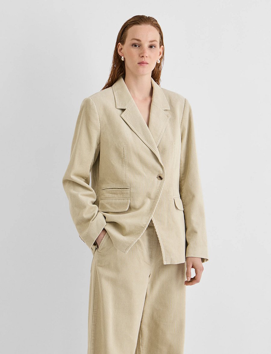ROUGE EDIT - ROUSIMA L/S SB BLAZER/PF - single breasted blazers - pelican - 0