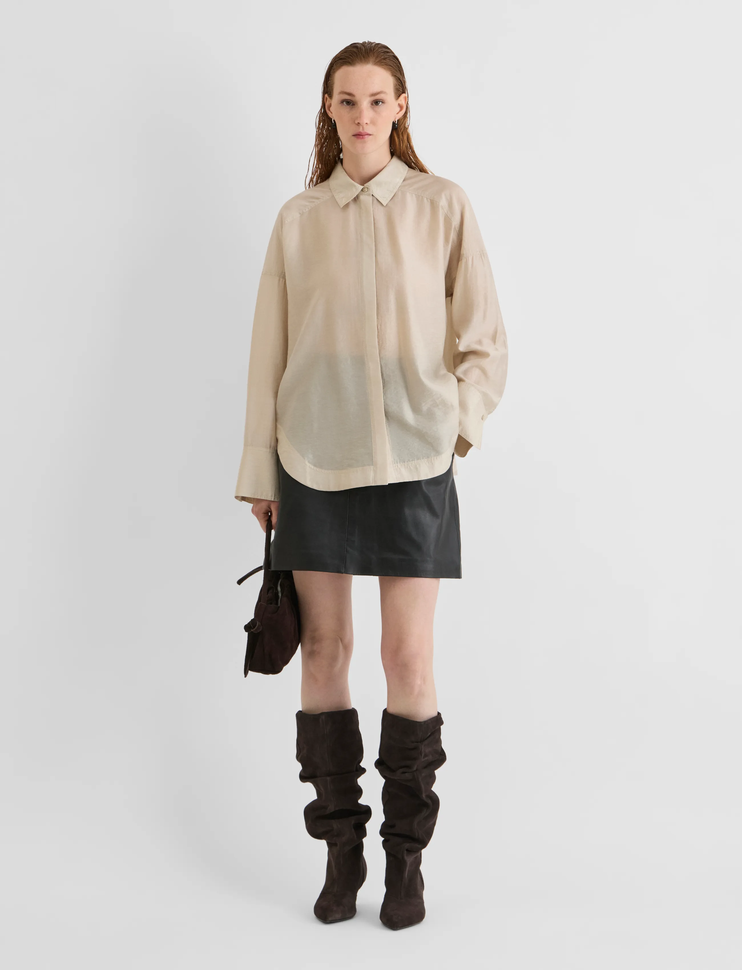 ROUGE EDIT - ROUALININA MAE L/S OVERSIZED SHIRT - pelican - 4