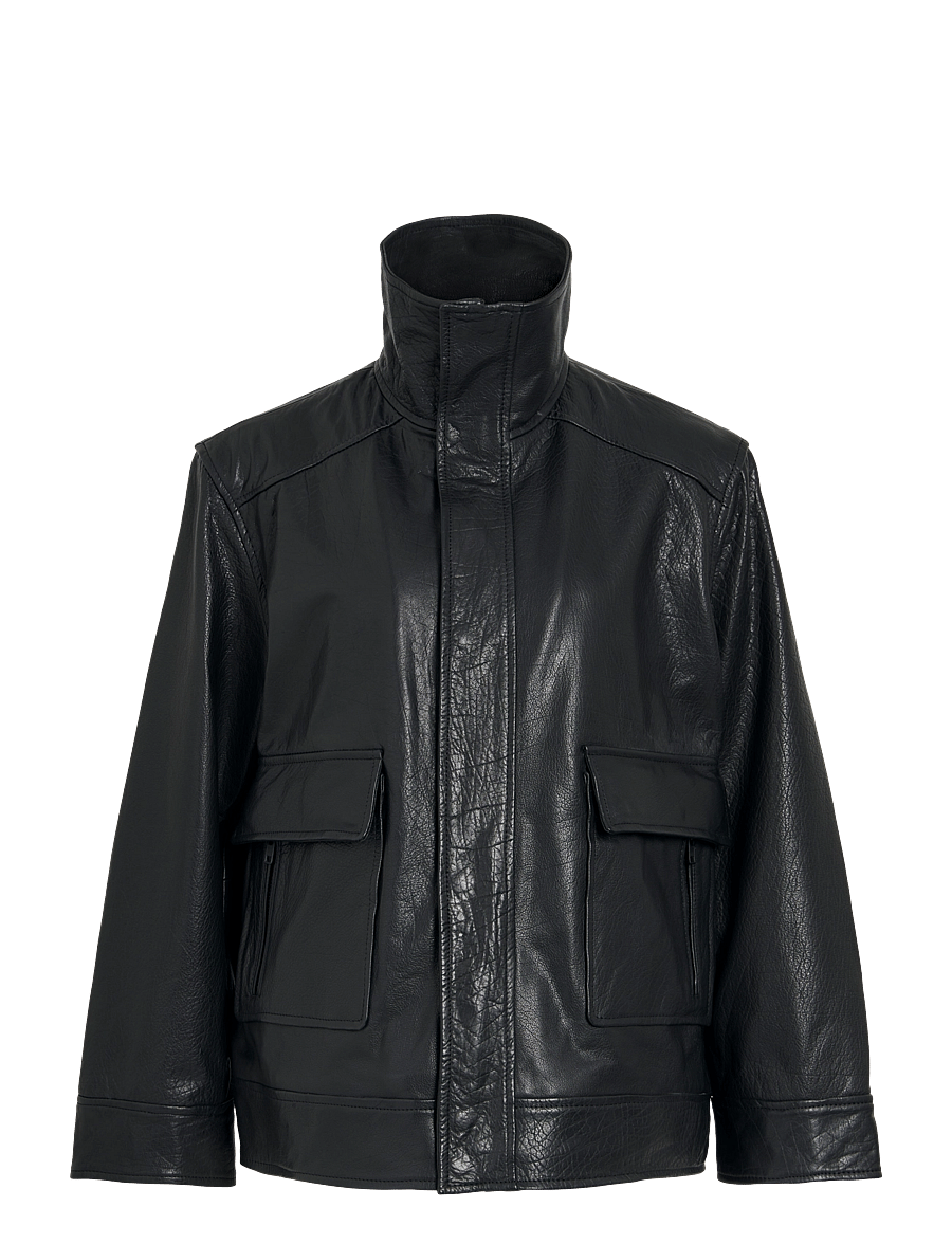 ROUGE EDIT - ROUMIA L/S OVERSIZED LEATHER JACKET - meteorite - 0