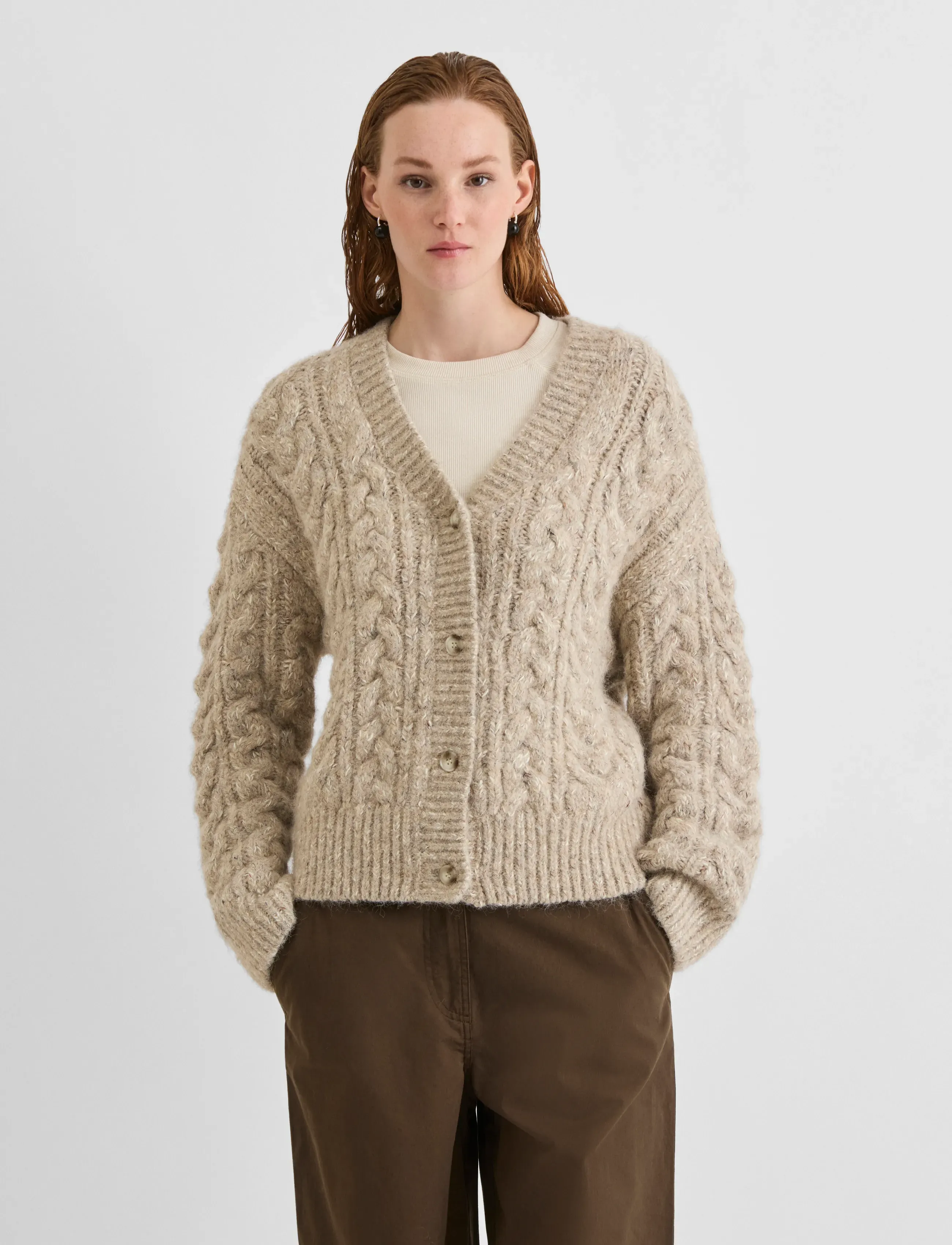ROUGE EDIT - ROUELLIS L/S KNIT CARDIGAN - kardiganid - pelican - 0