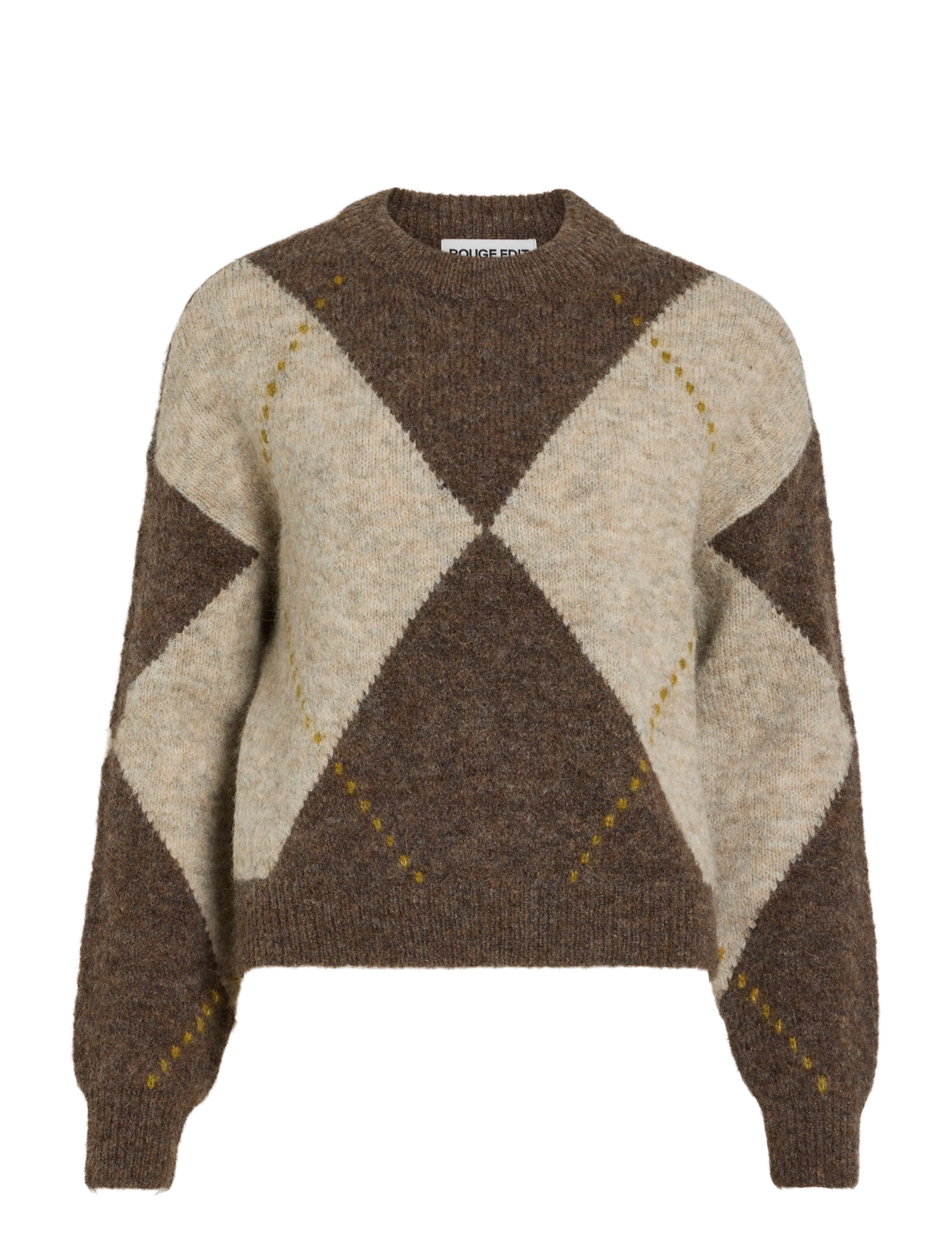 ROUGE EDIT ROUARGYLE L/S O-NECK KNIT - Jumpers - CANTEEN / brown
