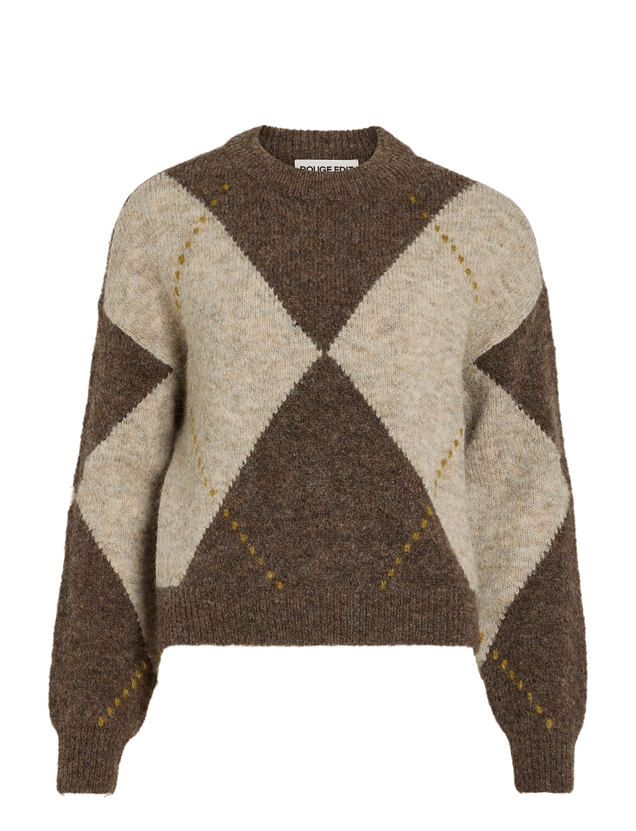 ROUGE EDIT - ROUARGYLE L/S O-NECK KNIT - striktrøjer - canteen - 1