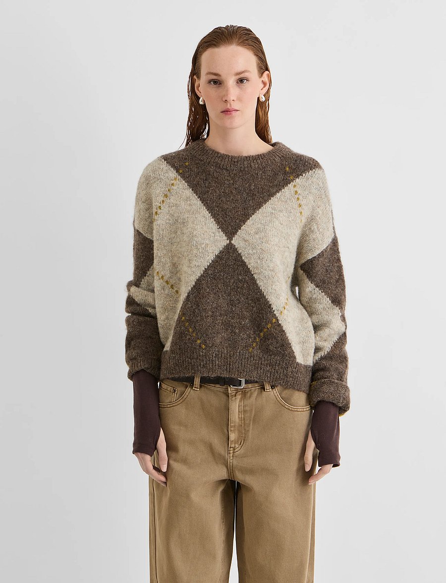 ROUGE EDIT - ROUARGYLE L/S O-NECK KNIT - striktrøjer - canteen - 0